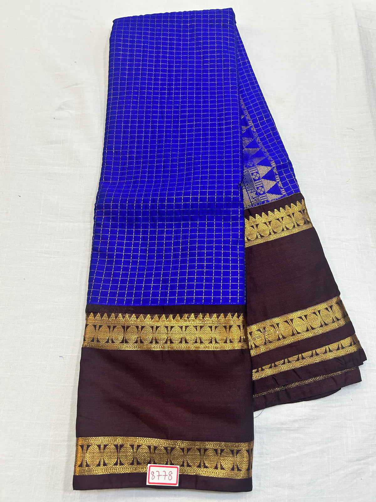 Semi Gadwal sico checks gap border Saree