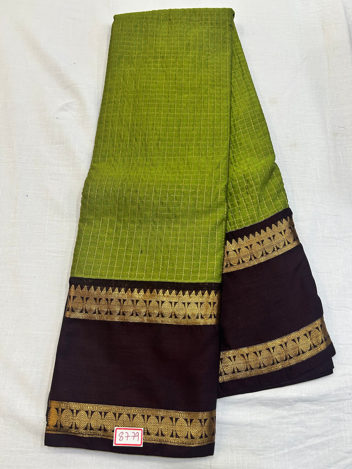 Semi Gadwal sico checks gap border Saree