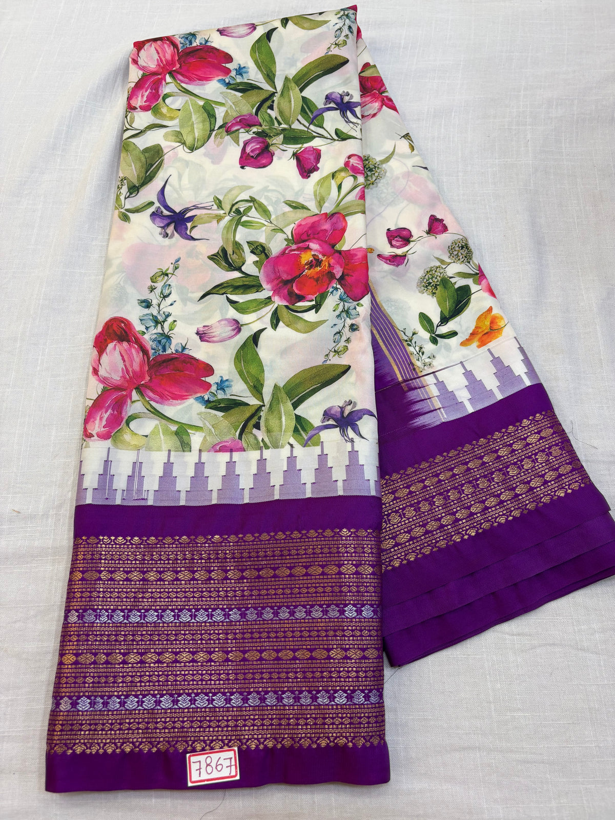 Semi Gadwal Silk Digital Printed design