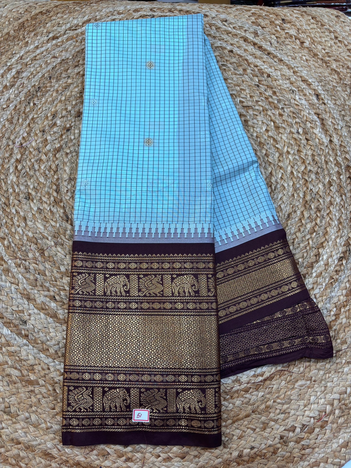 Semi Gadwal Checks Saree