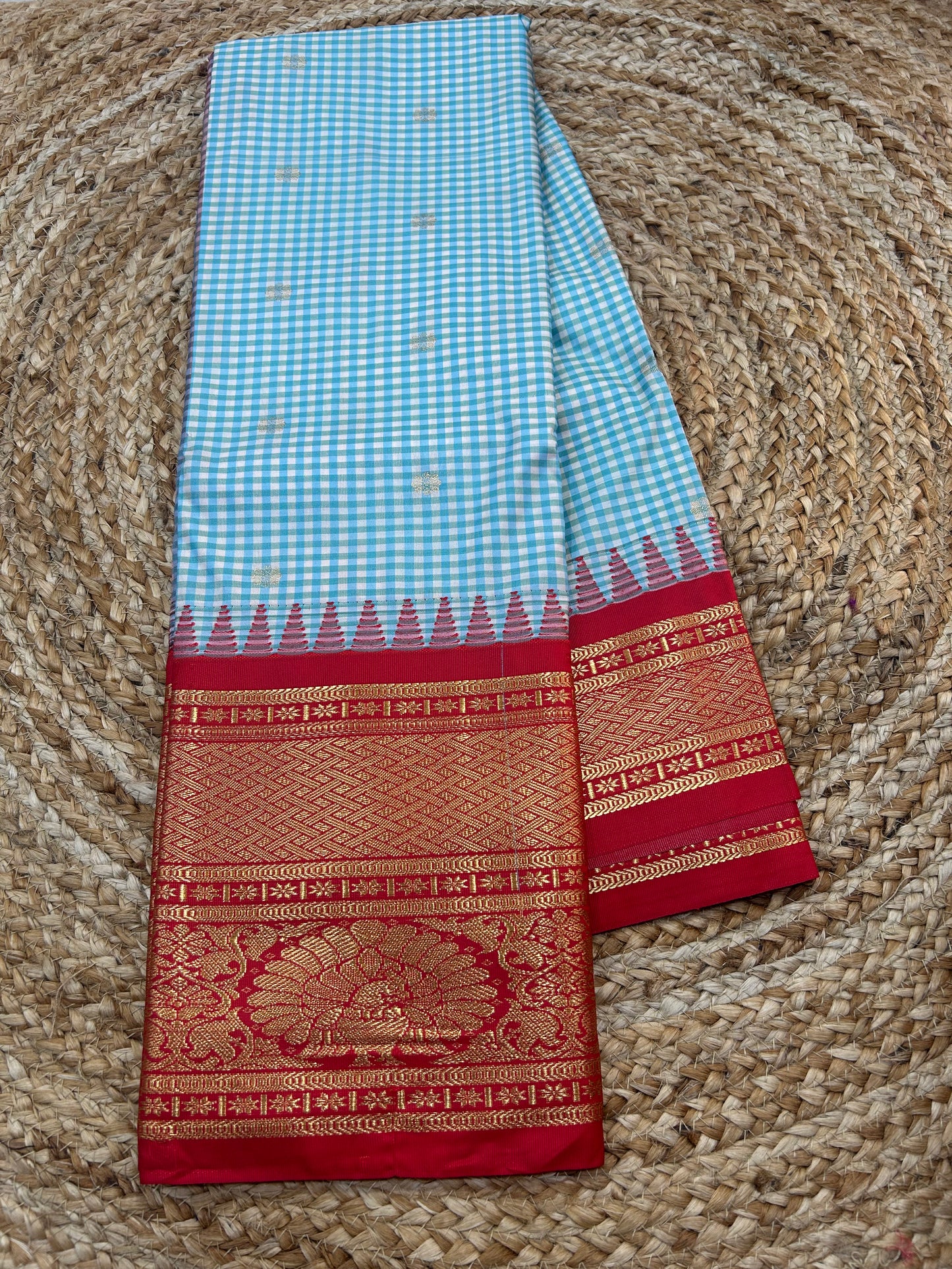Semi Gadwal Vintage Checks Saree-30