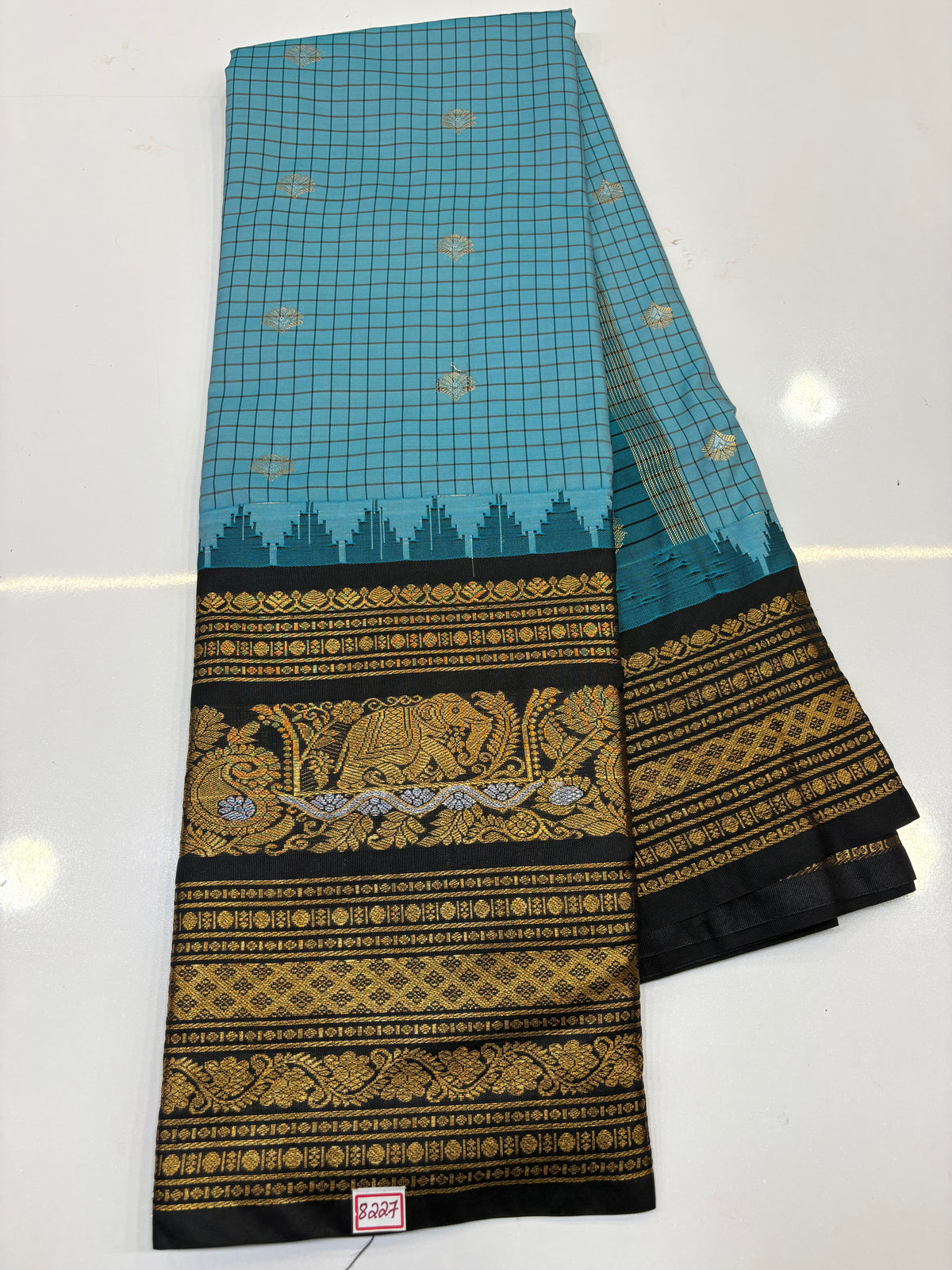 Semi Gadwal Checks Sarees
