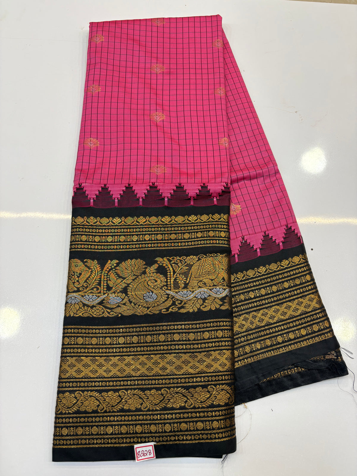 Semi Gadwal Checks Sarees