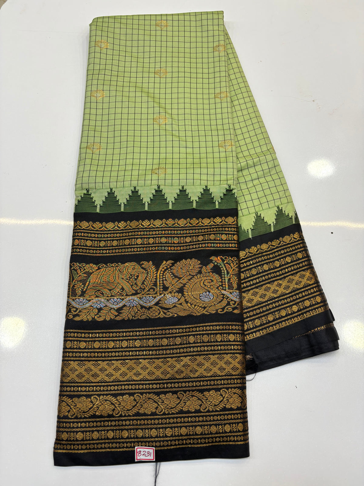 Semi Gadwal Checks Sarees