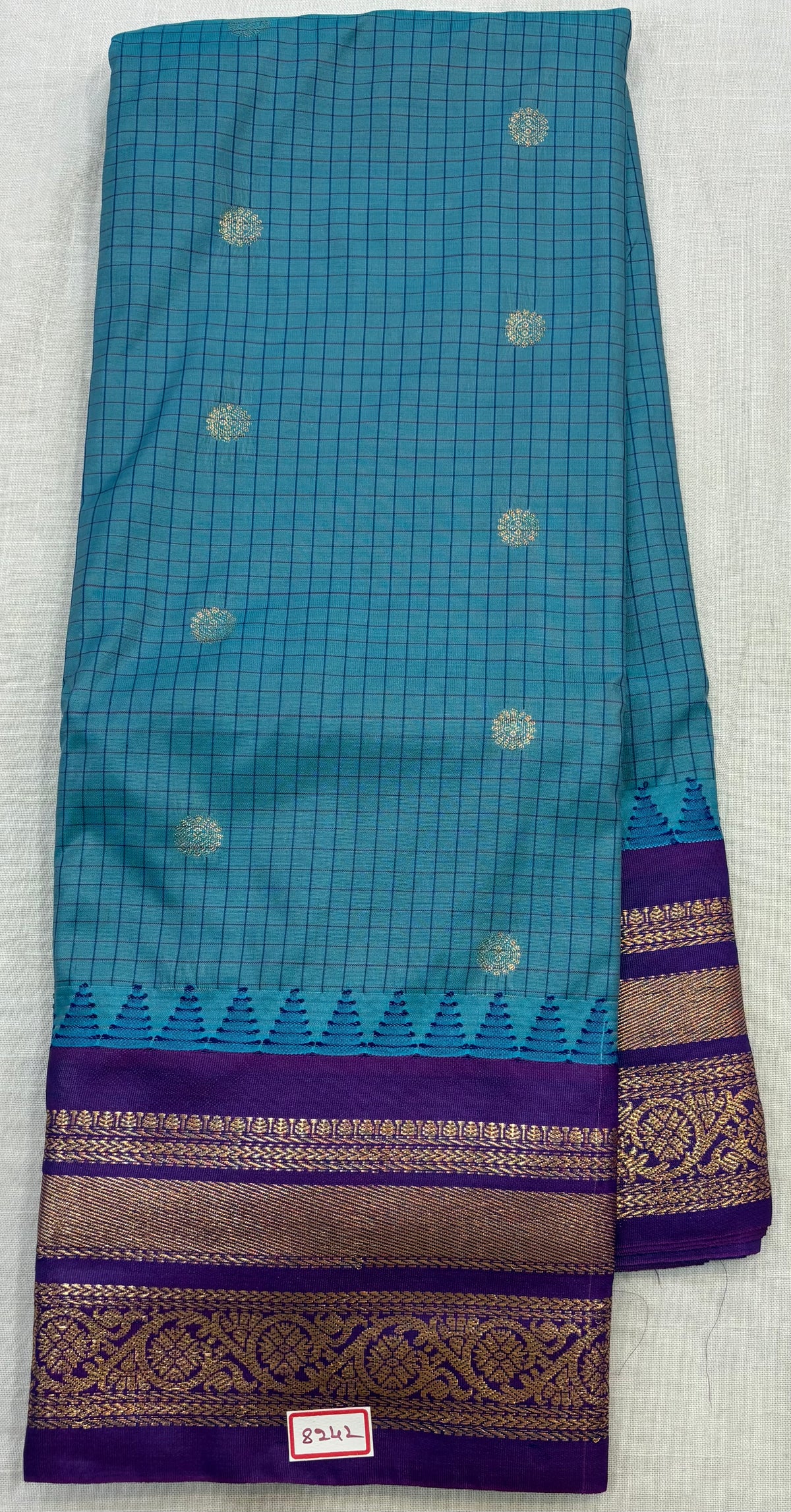 Semi Gadwal Checks Sarees