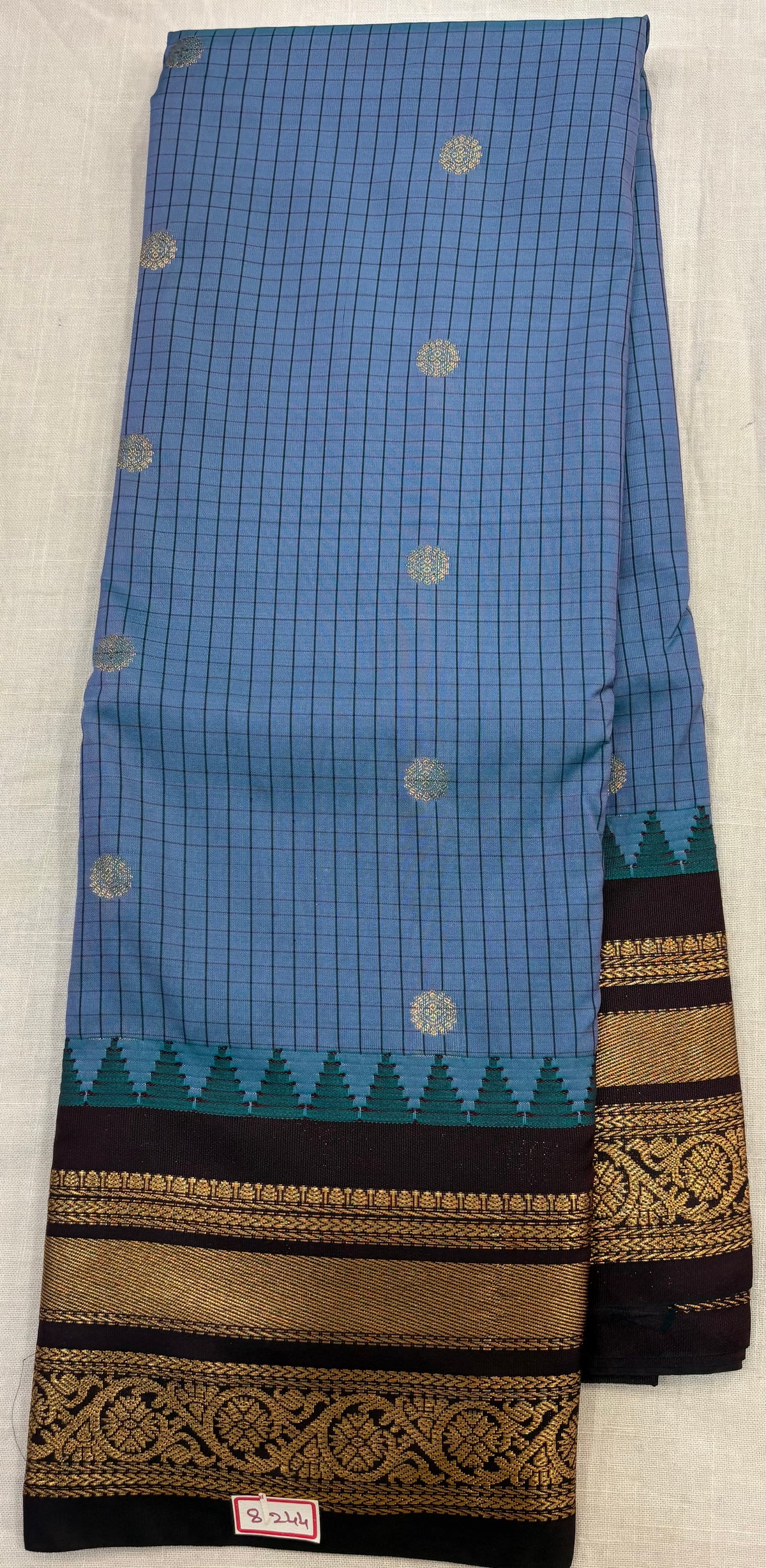 Semi Gadwal Checks Sarees