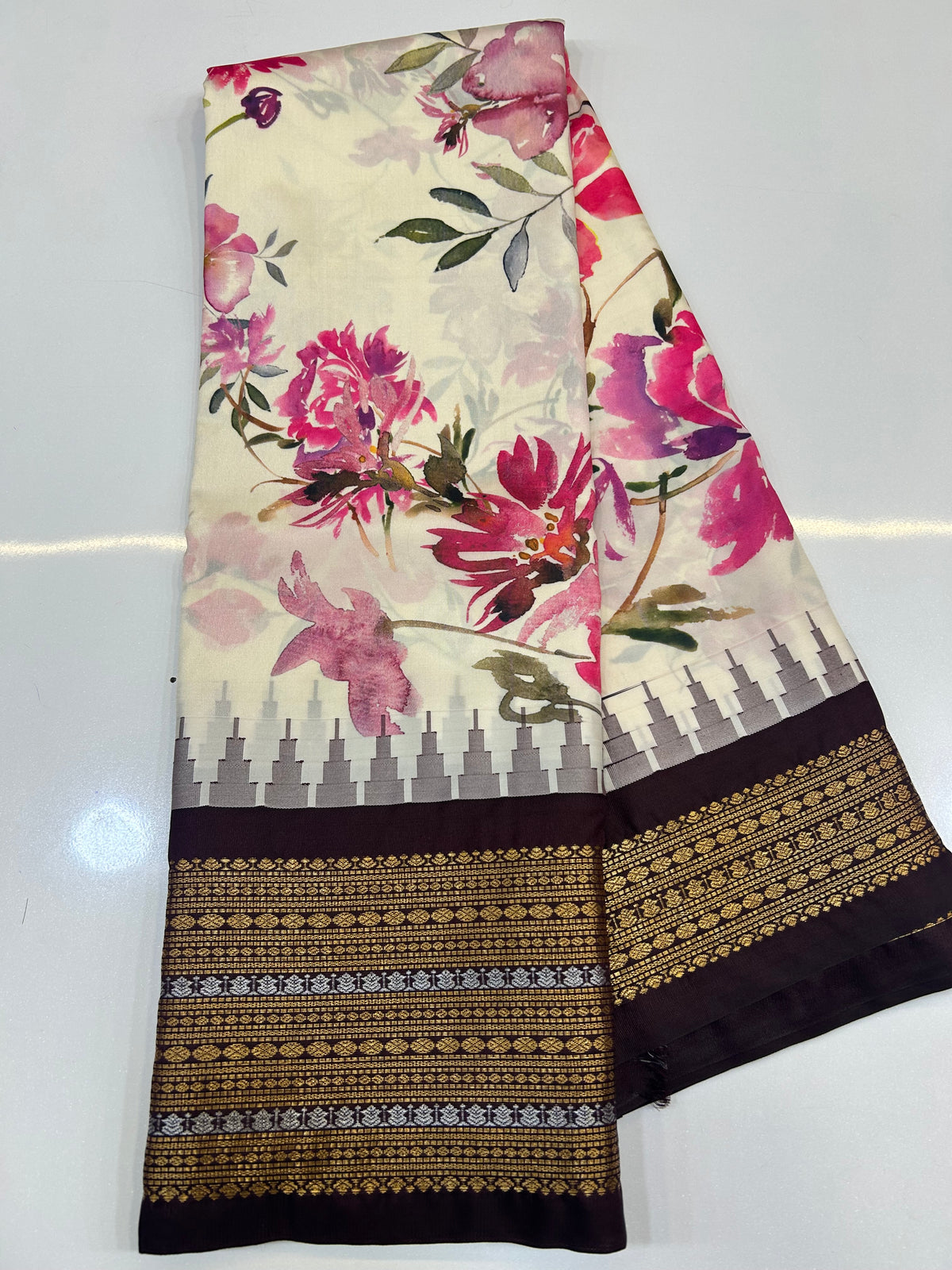 Digital Printed Semi Gadwal Silk Saree