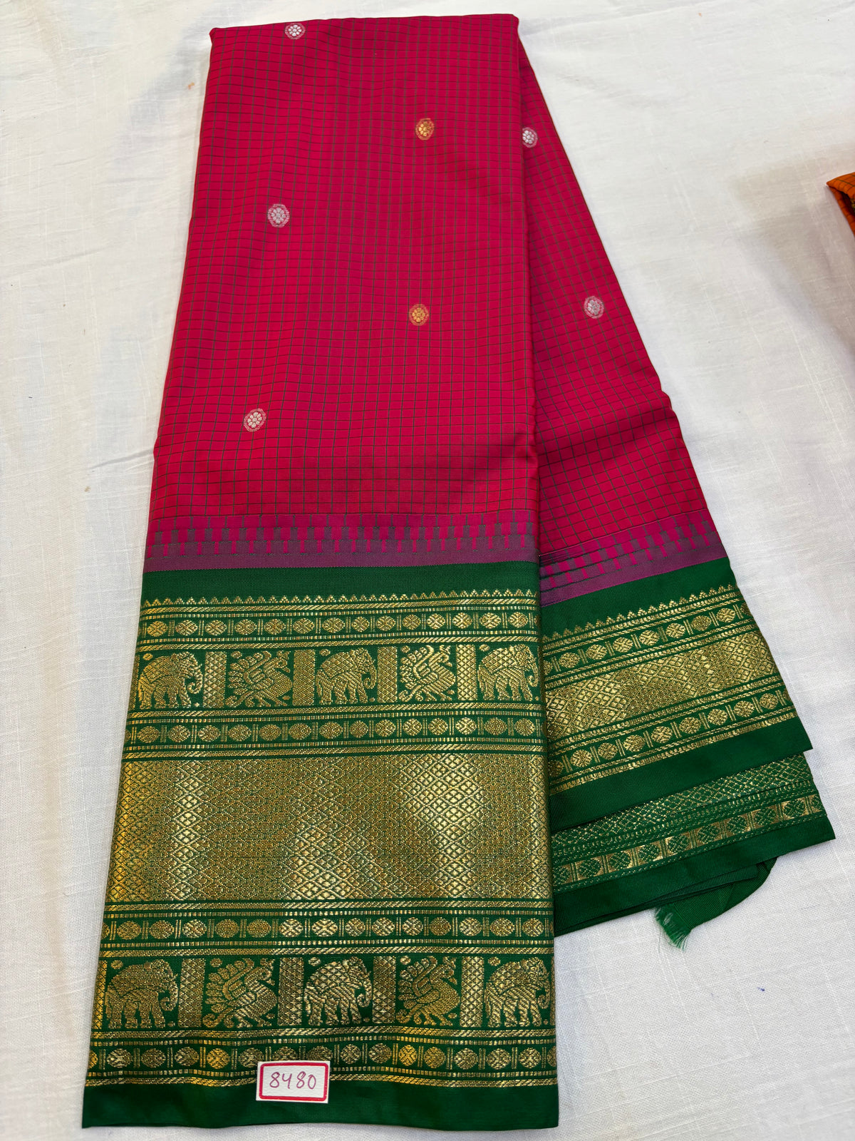 Semi Gadwal Silk Checks Sarees