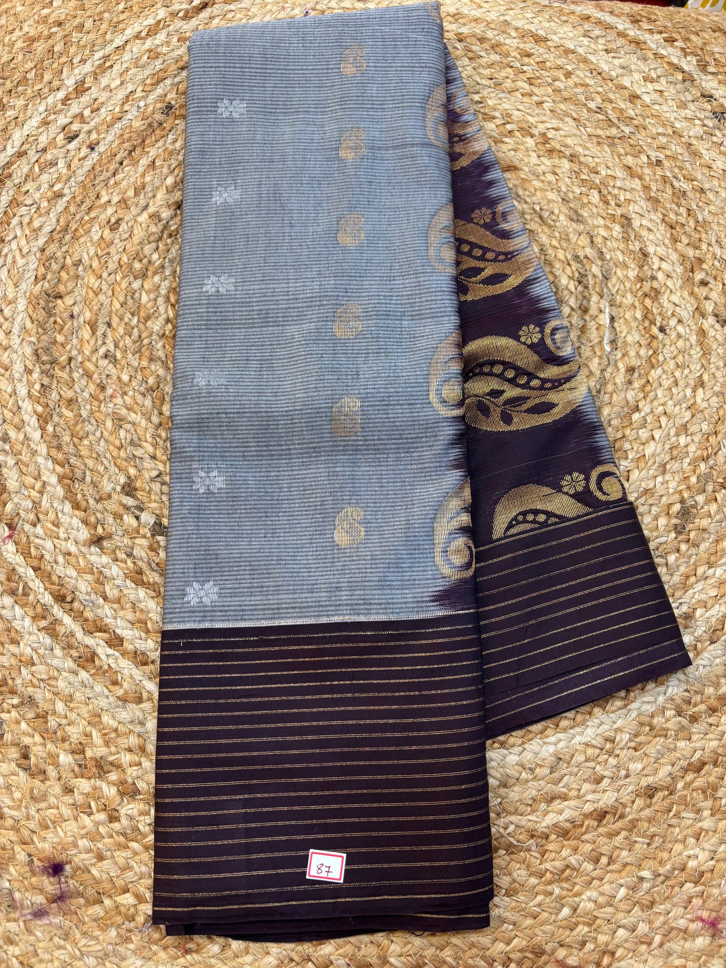 Semi Gadwal Lines Border Saree
