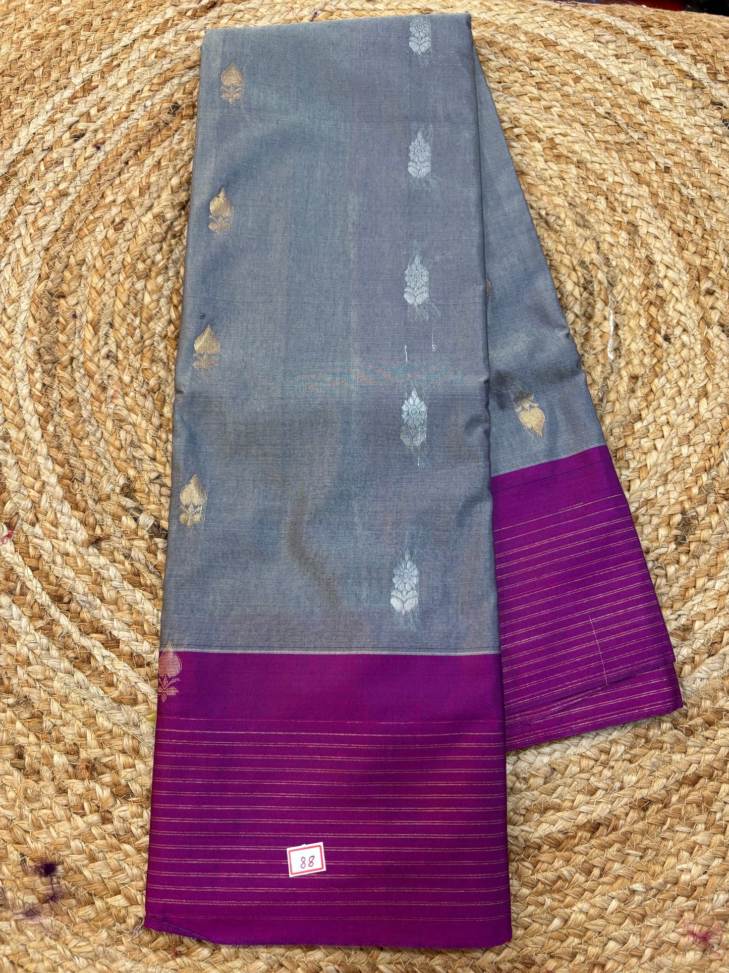 Semi Gadwal Lines Border Saree