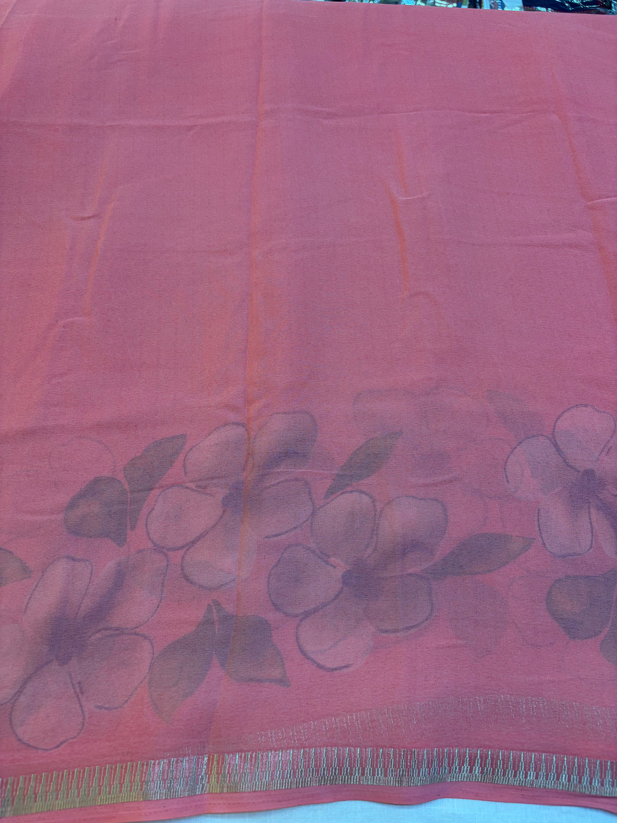 Peach Marshmellow floral saree