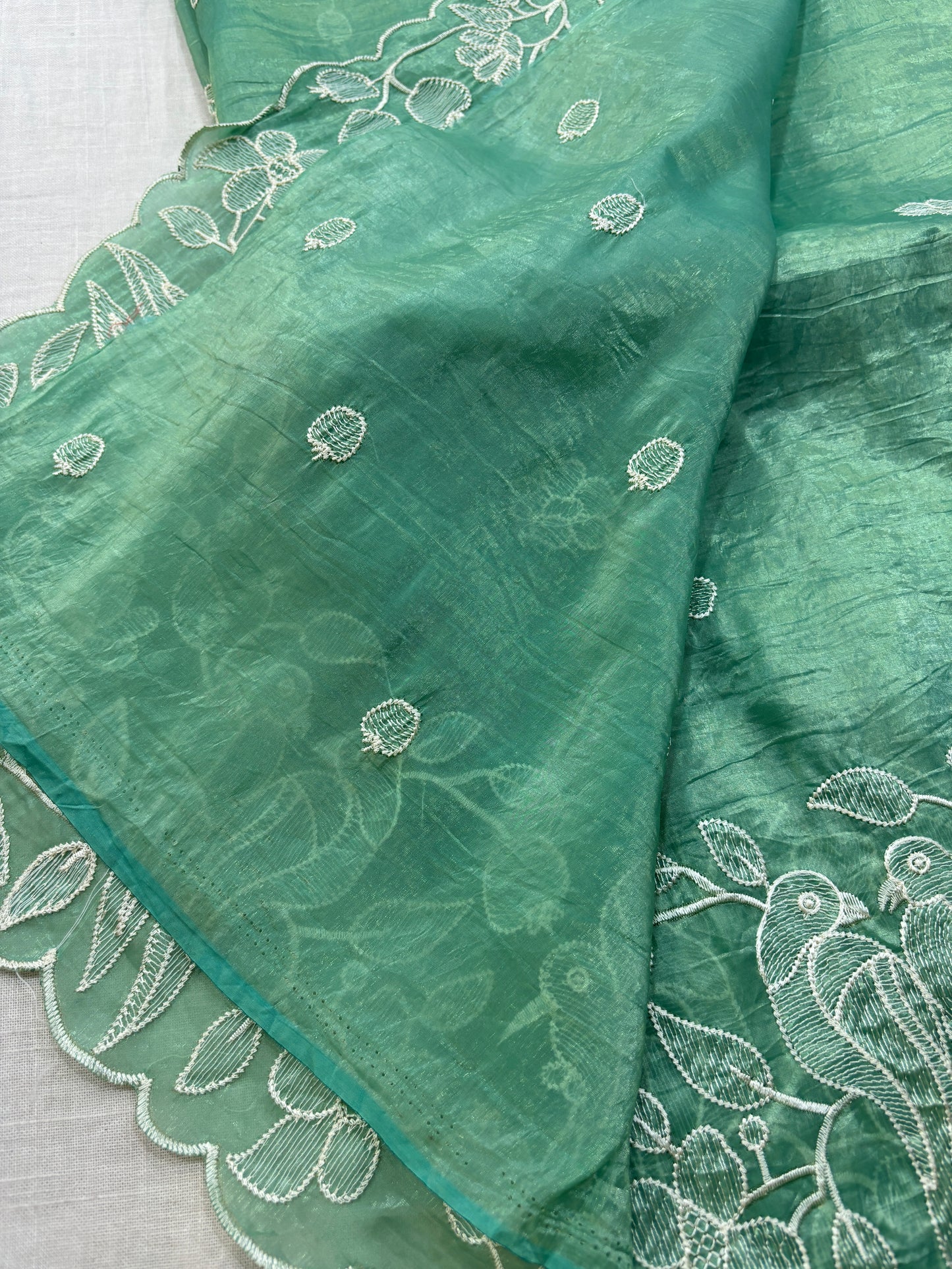 Gold Crush Embroidery Saree
