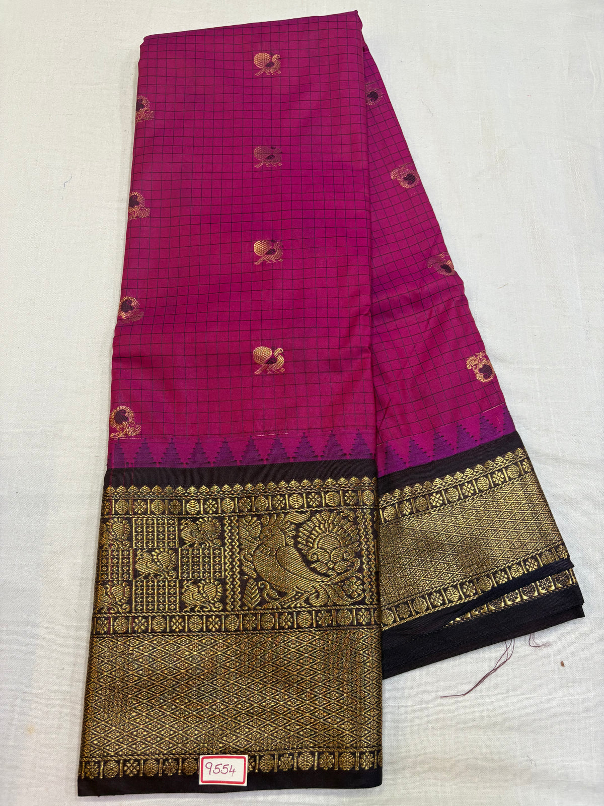 Semi Gadwal Silk Checks Sarees