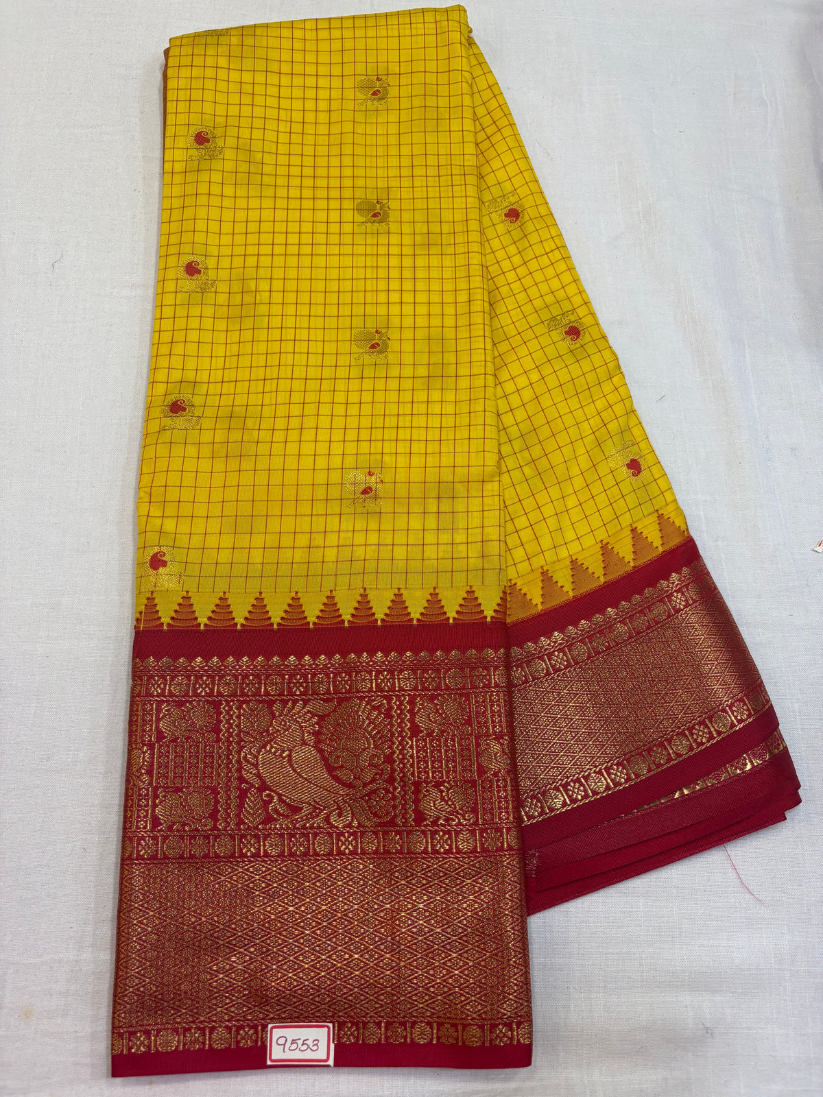 Semi Gadwal Silk Checks Sarees