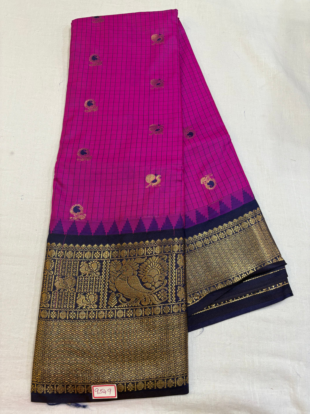 Semi Gadwal Silk Checks Sarees