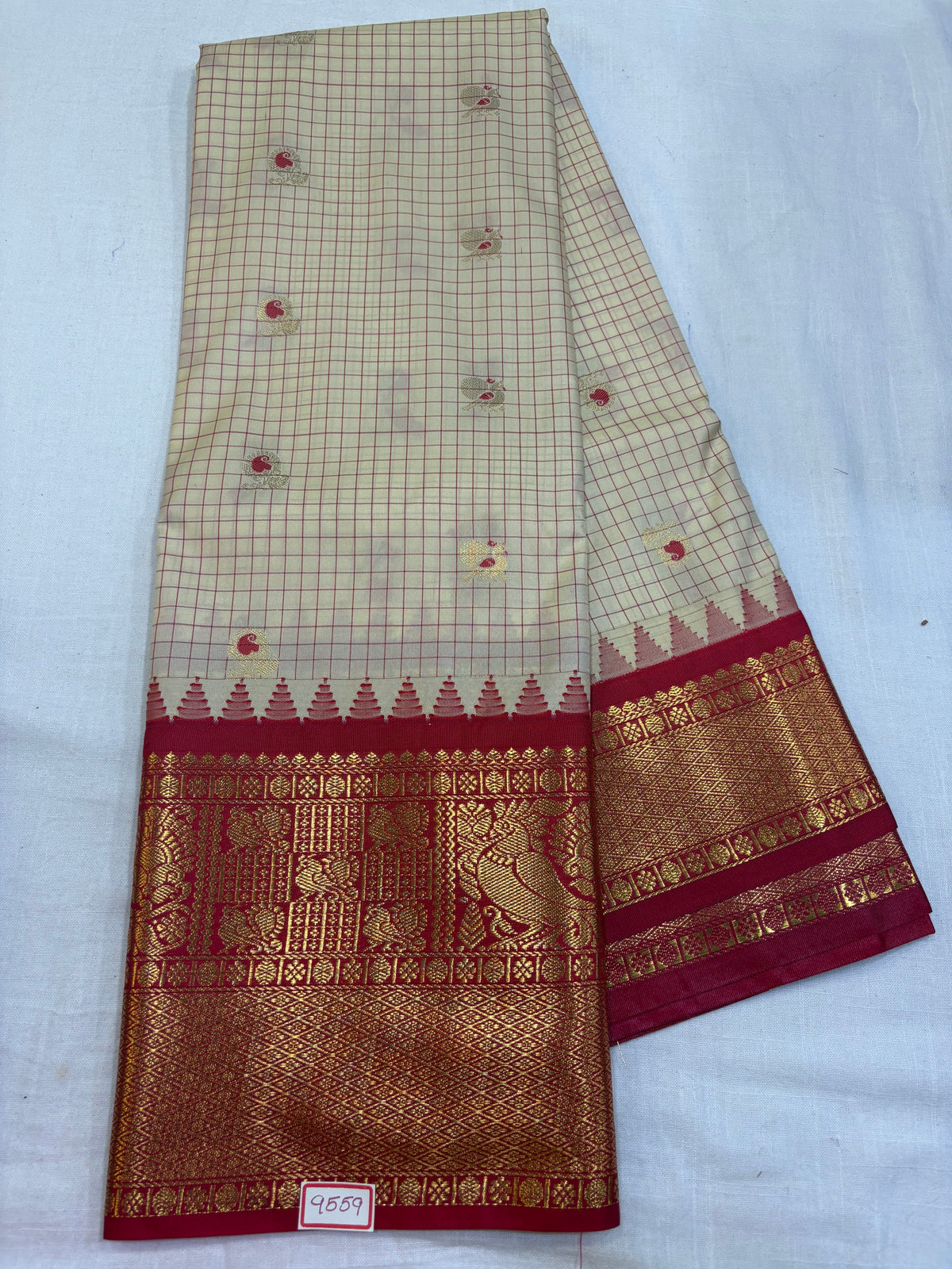 Semi Gadwal Silk Checks Sarees