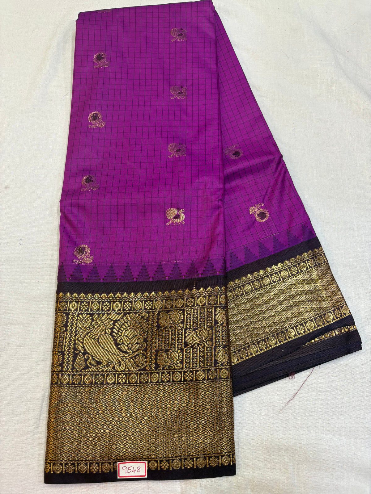 Semi Gadwal Silk Checks Sarees