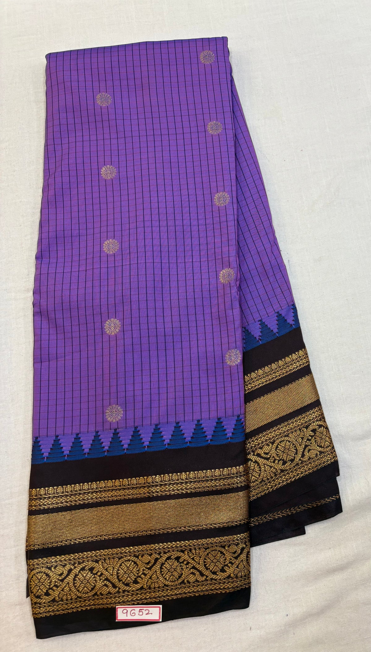 Semi Gadwal Checks Small border Saree