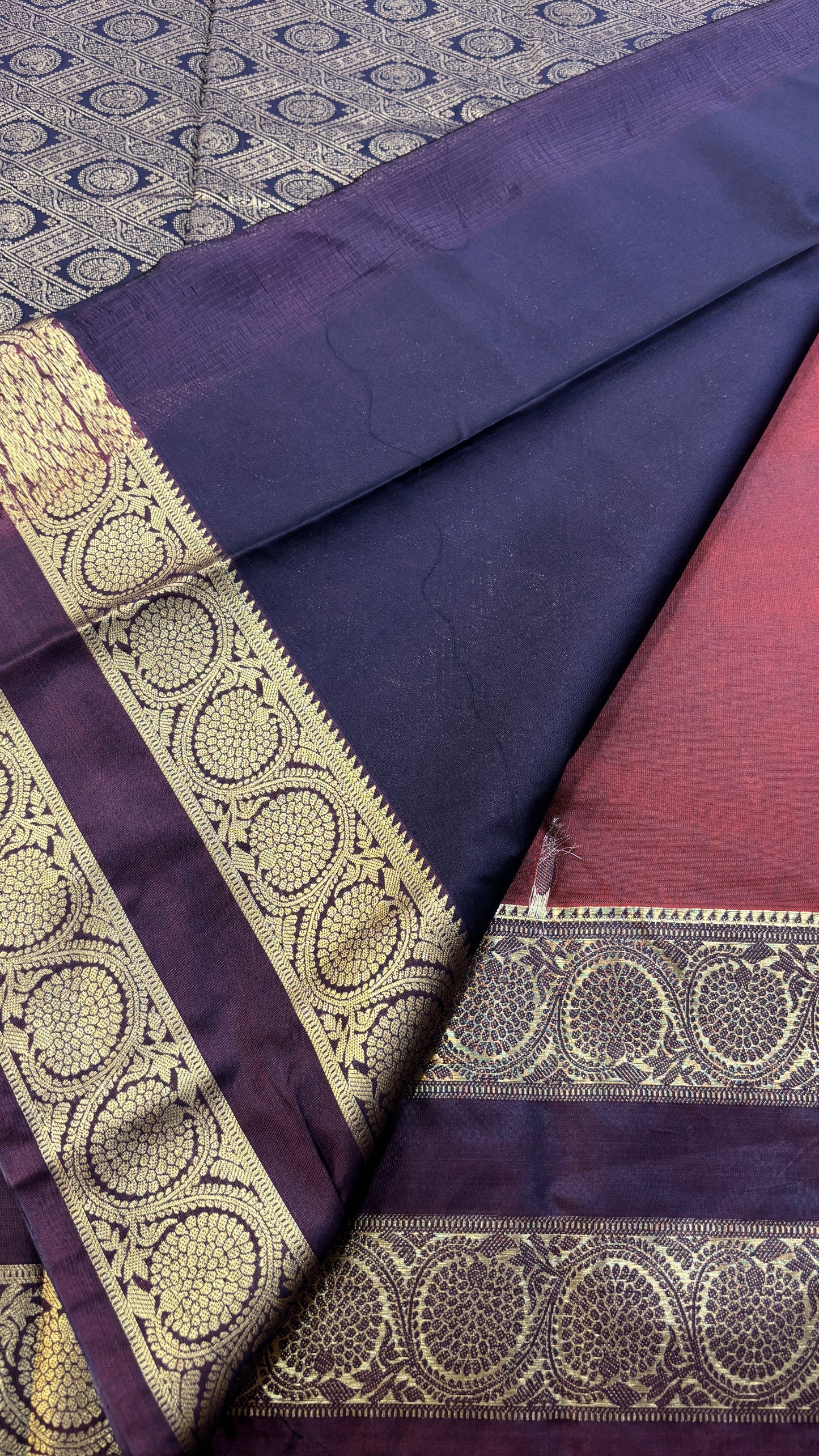 Semi Gadwal Rust Orange with Brown Saree