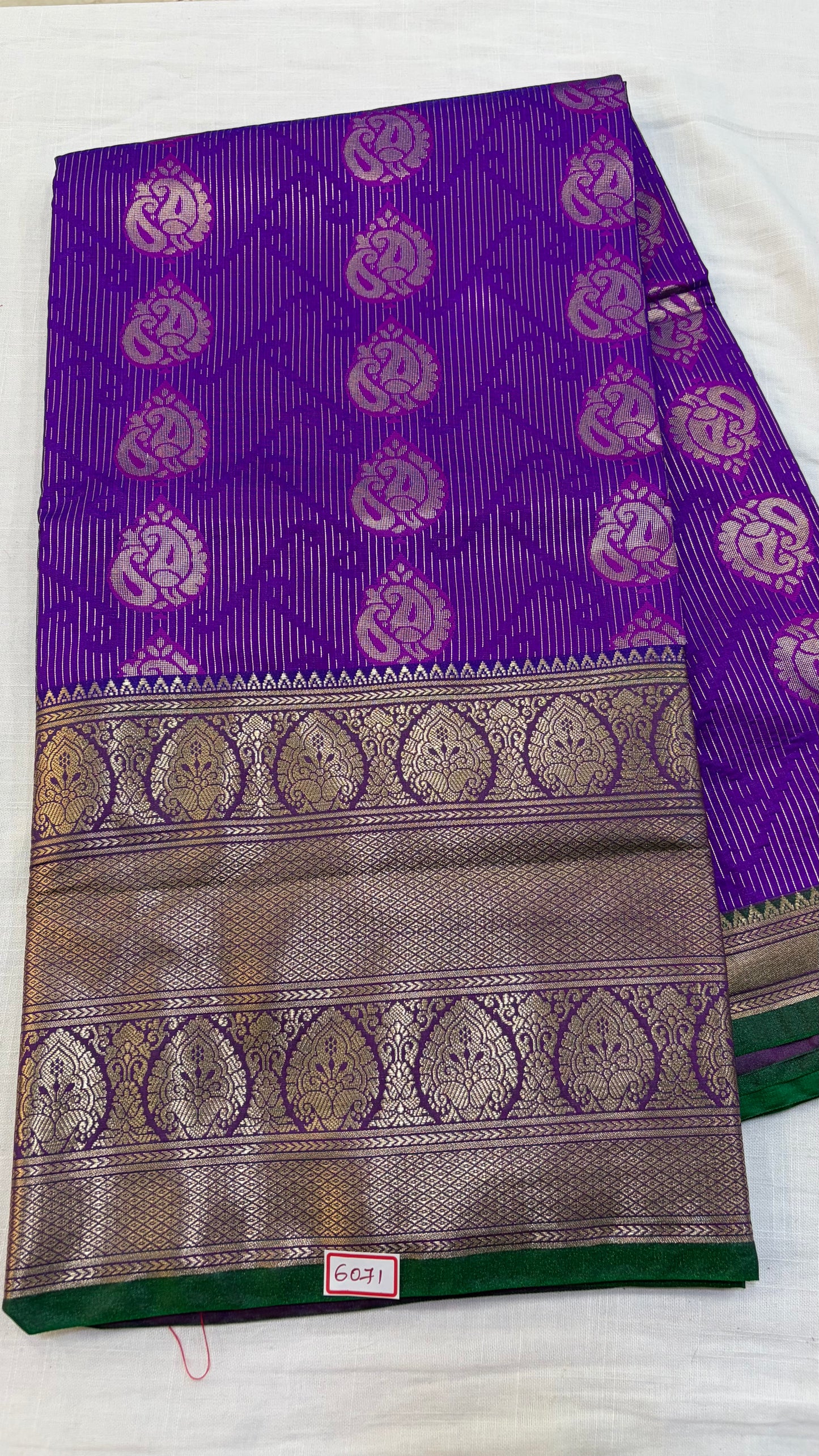Semi Uppada Saree Purple with Green