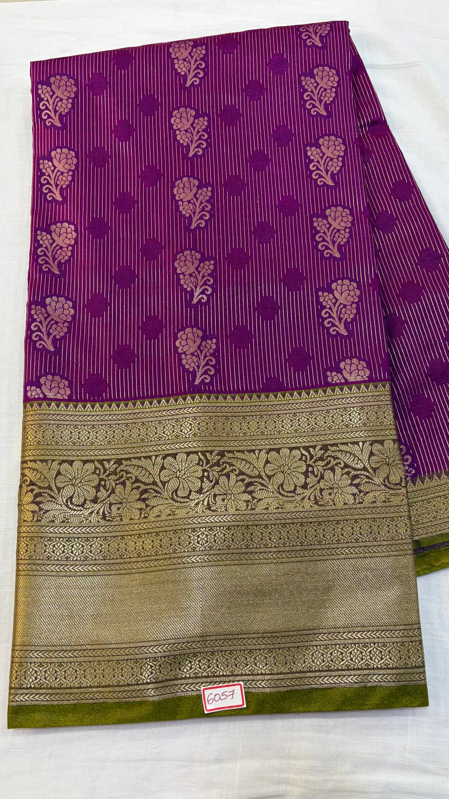 Semi Uppada Saree Dark wine with Green