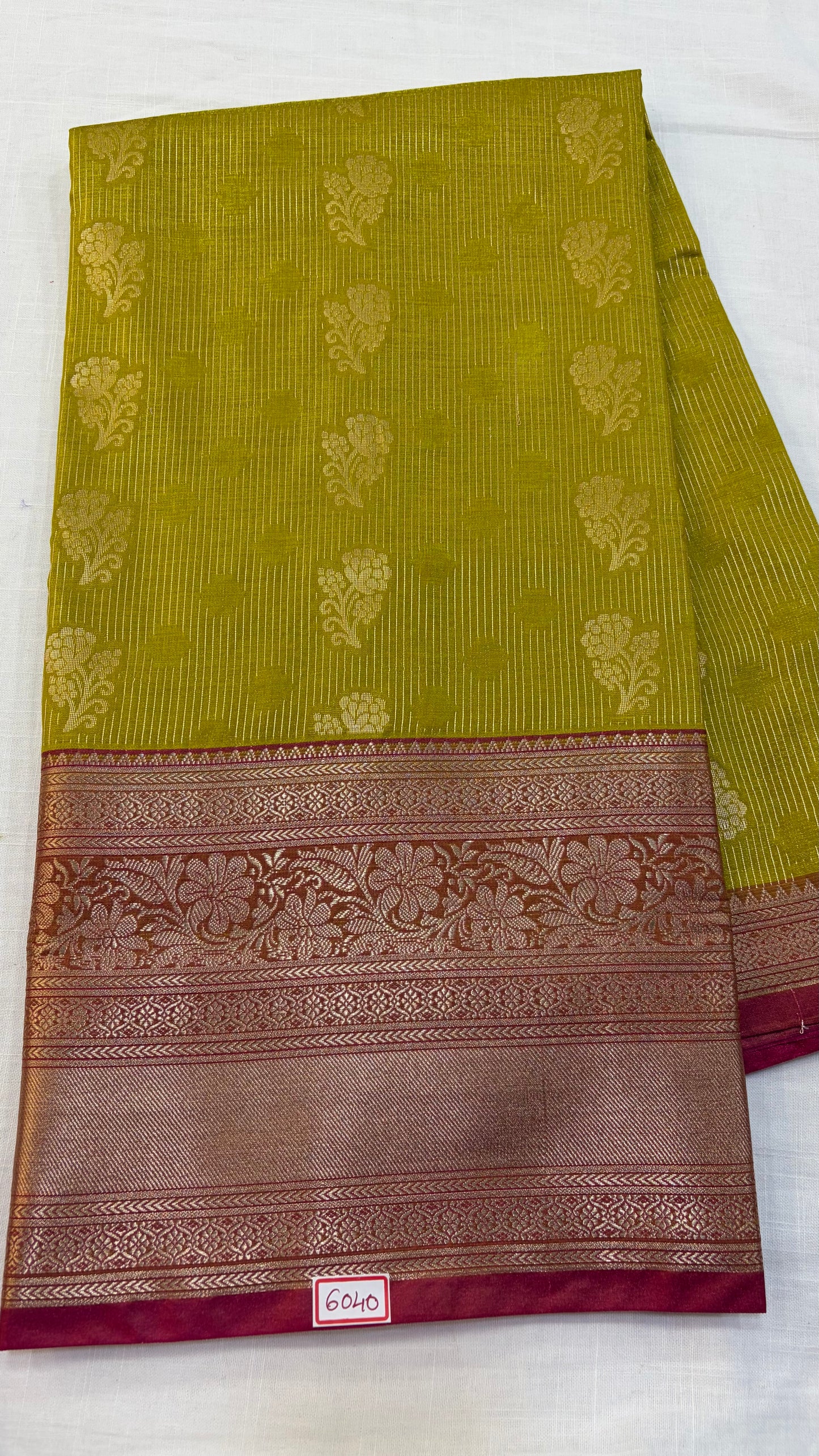Semi Uppada Saree Light green with pink