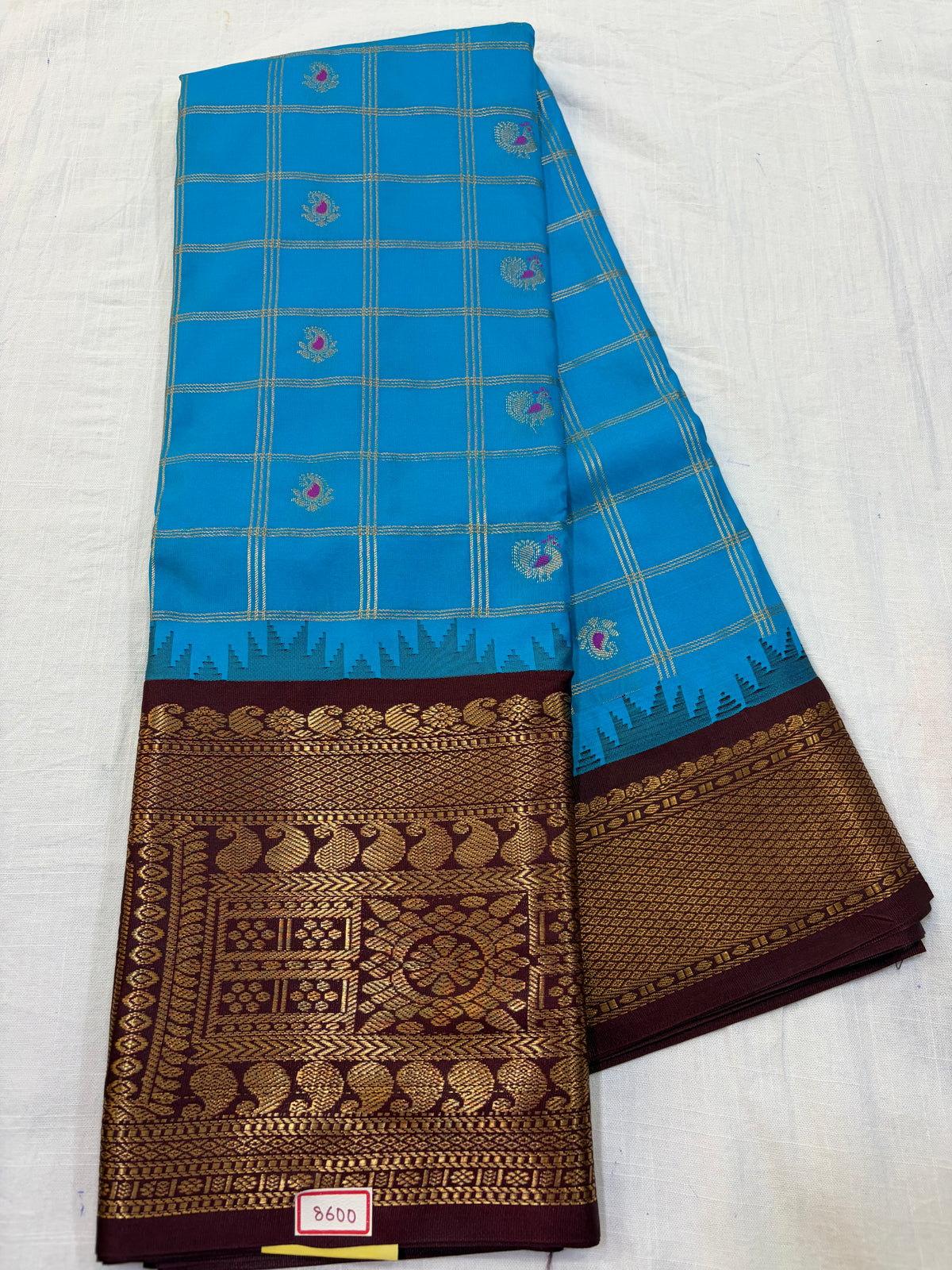 Semi Gadwal Silk Zari Checks Saree
