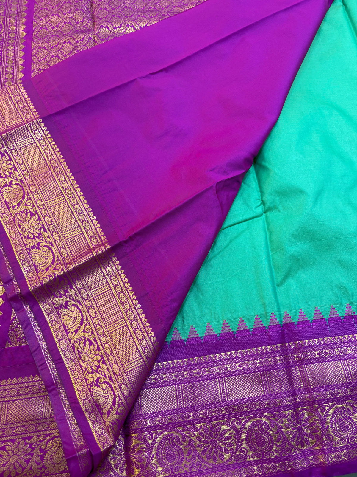 Semi Gadwal silk small border Saree