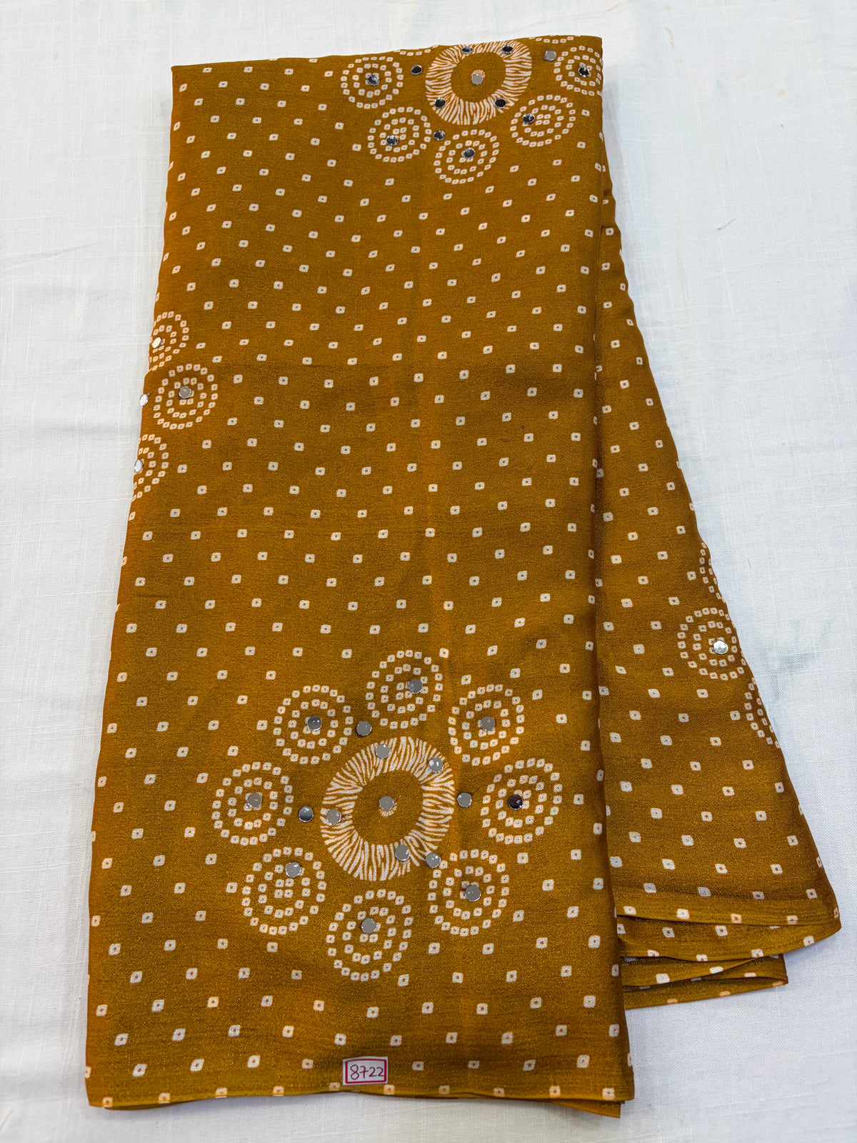Yellow Bandini Silk Mirror work saree