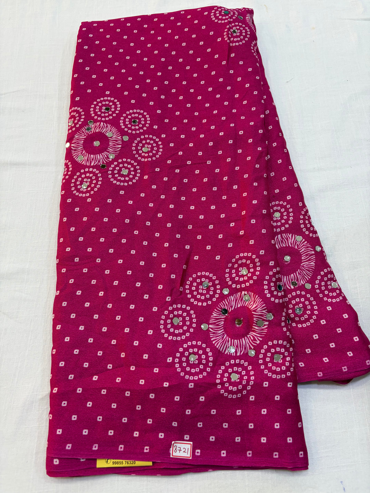 Pink Bandini Silk Mirror work saree