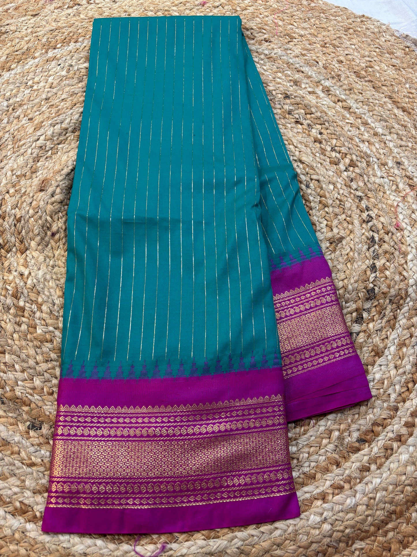 Semi Gadwal Small Border Silk Saree