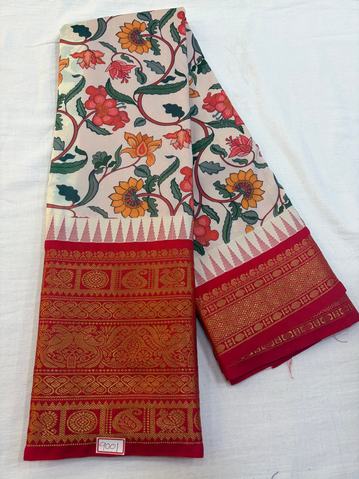 Digital Printed Semi Gadwal Silk Saree