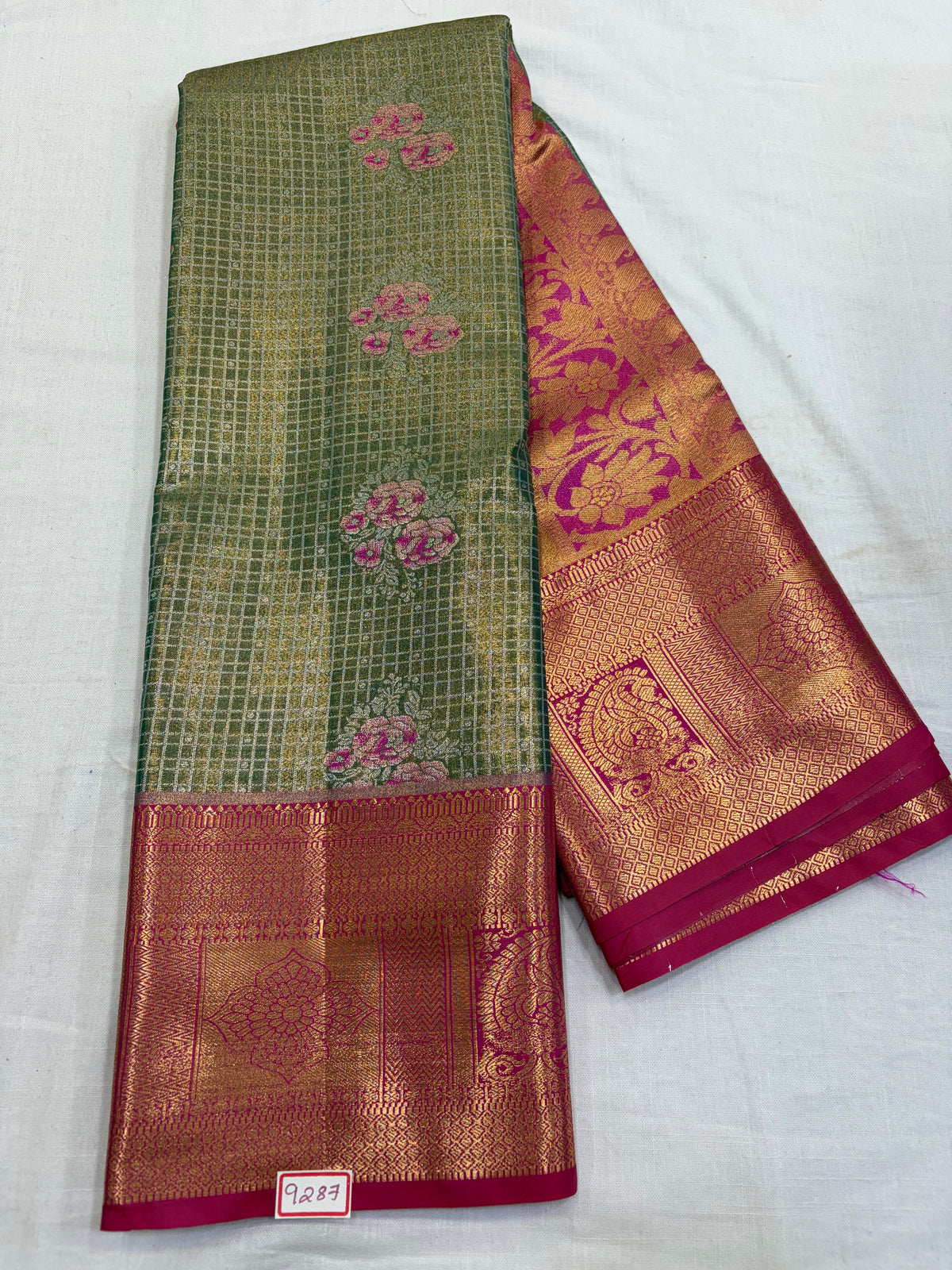 Semi Kanchi Tissue Pattu Saree - Pencil Work