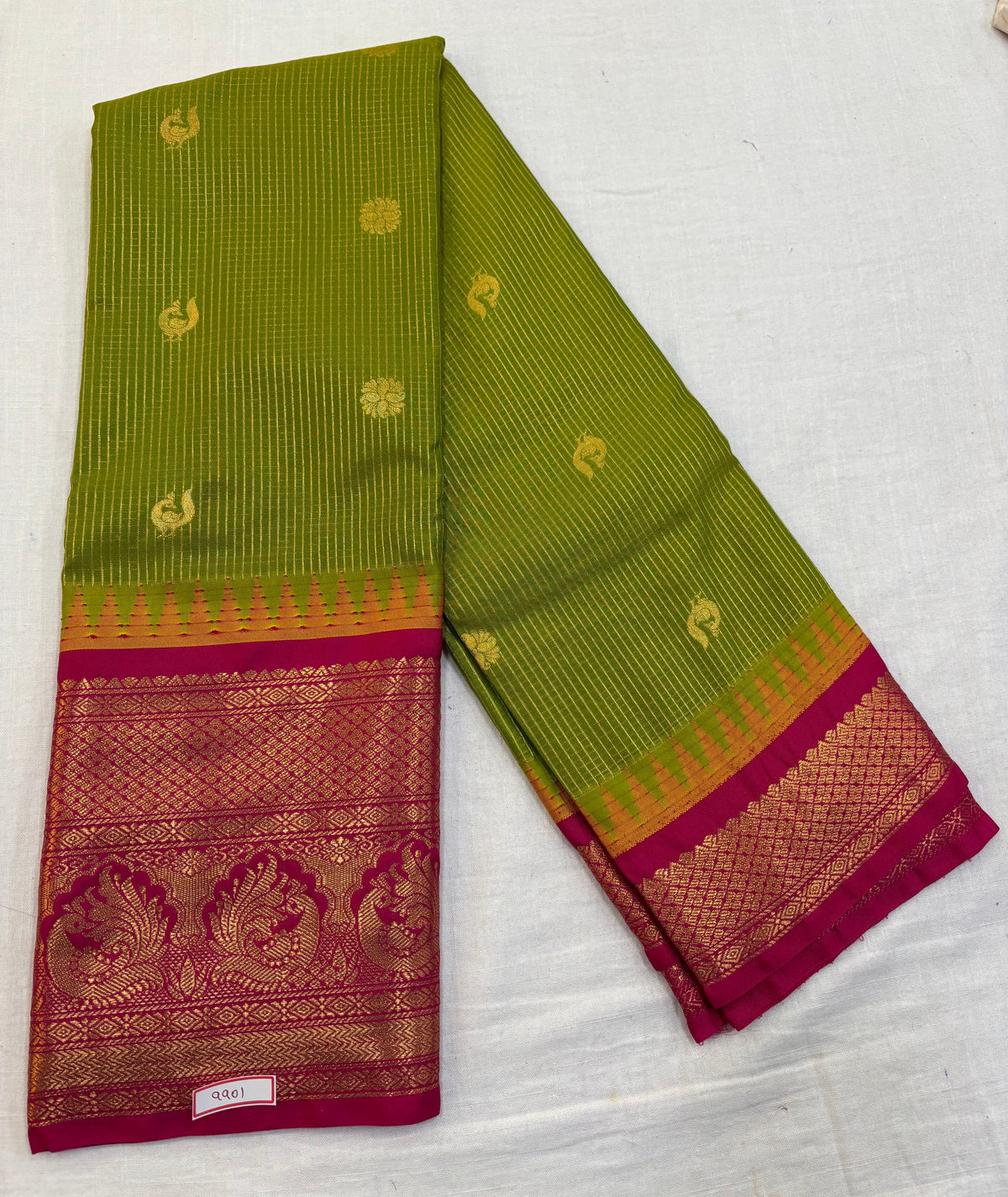 Semi Gadwal silk Vintage Checks Saree