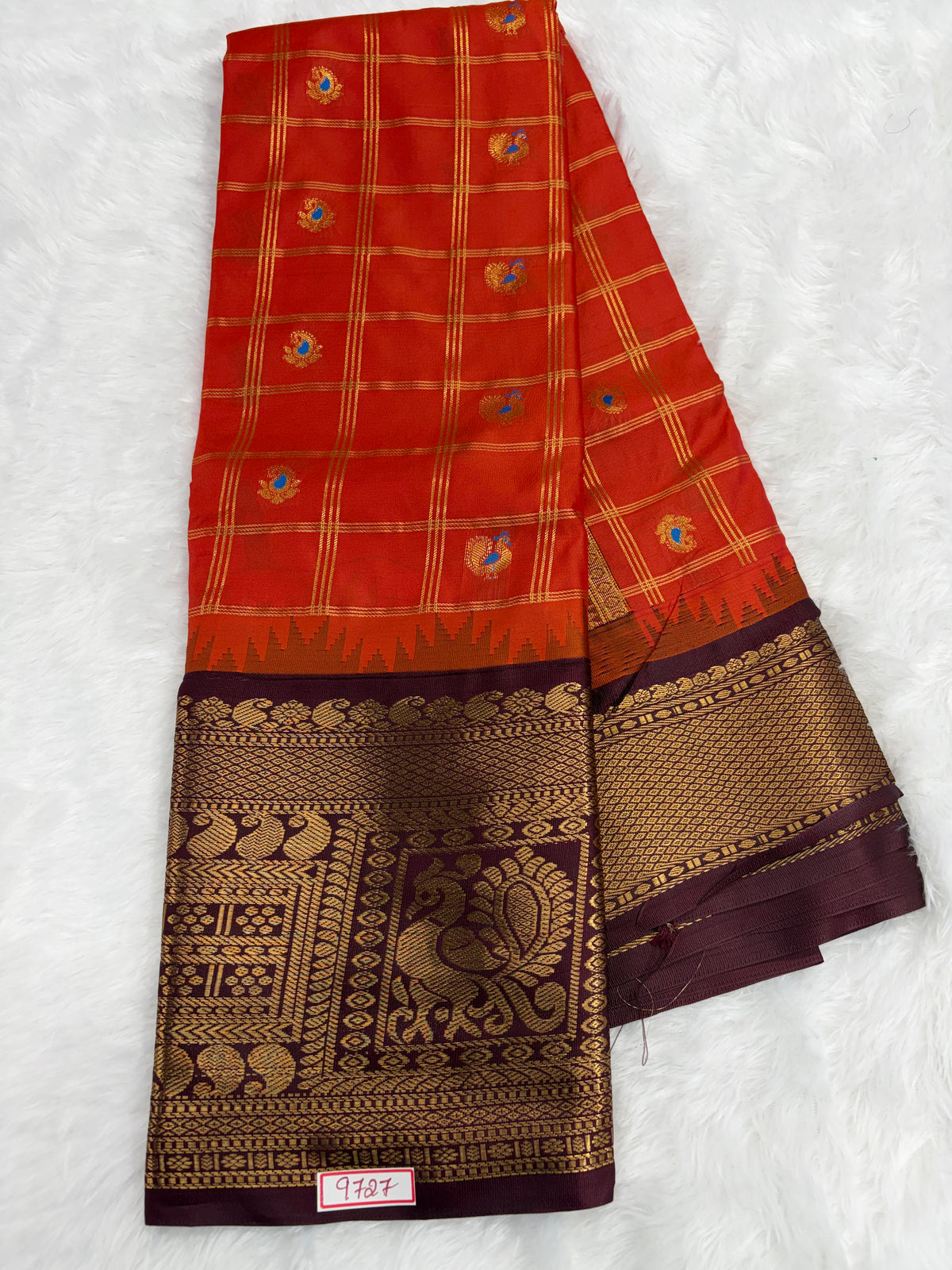 Semi Gadwal Silk - Vintage Checks Saree
