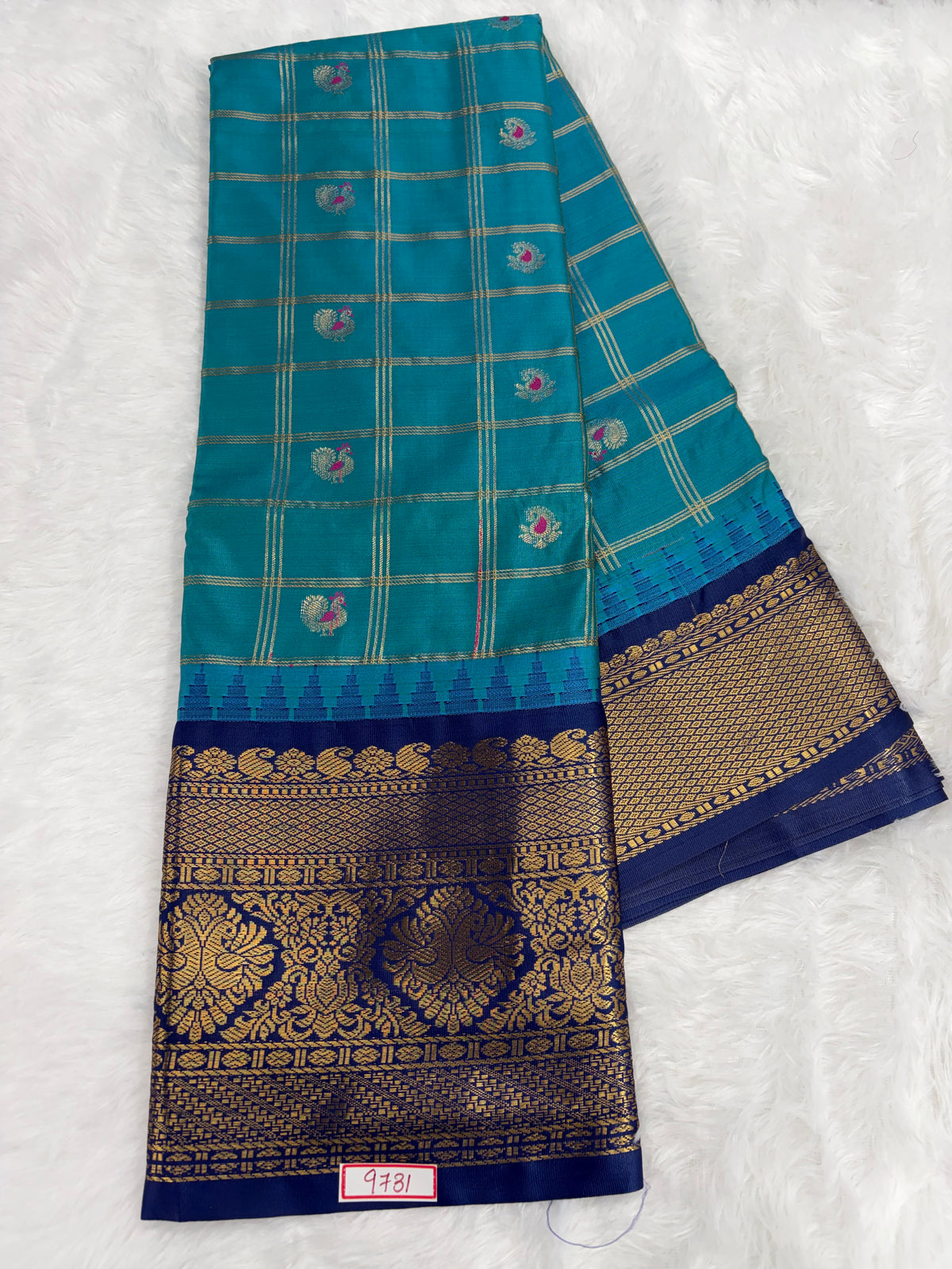 Semi Gadwal Silk - Vintage Checks Saree