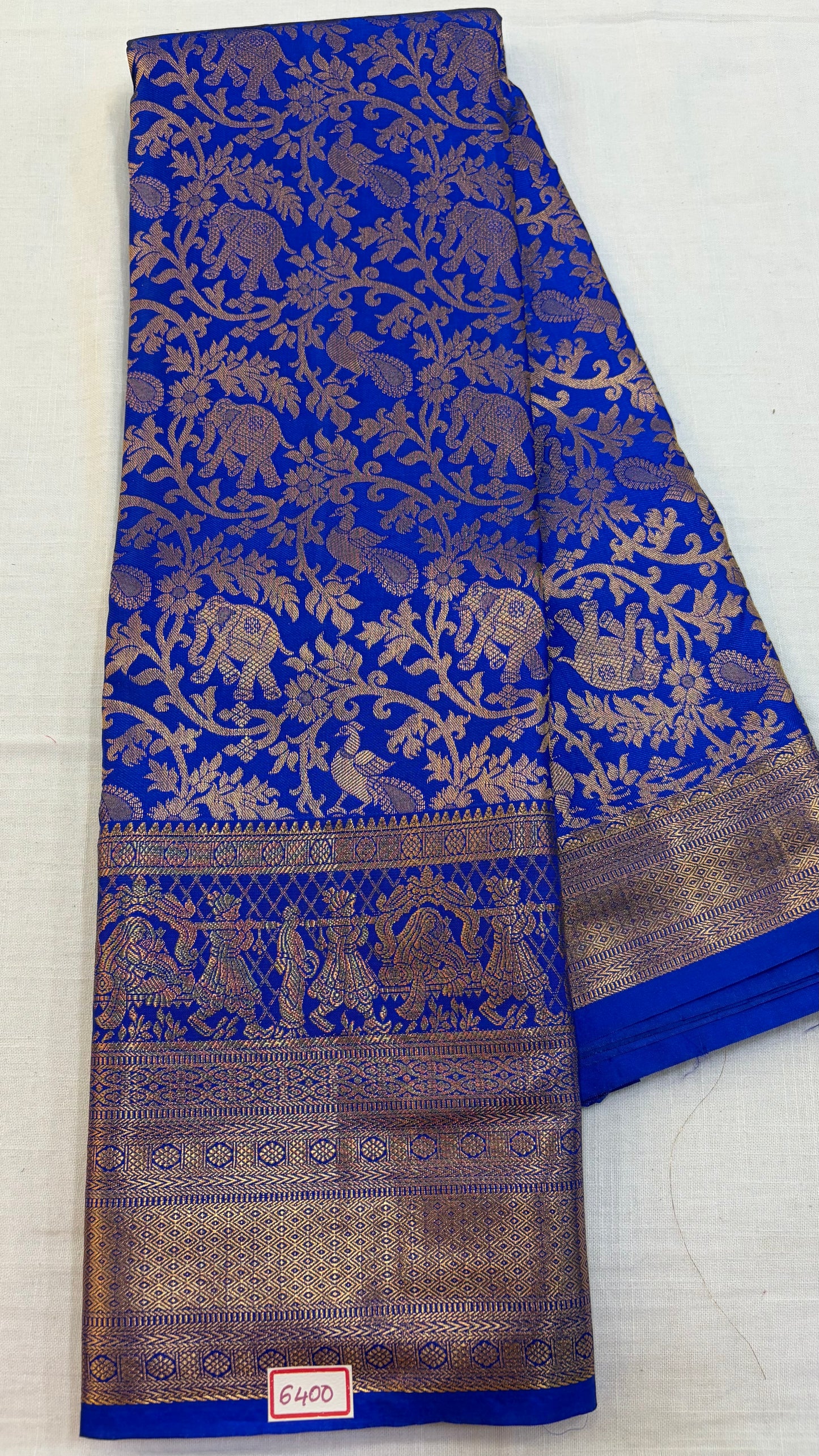 Self Semi Kanchi Pattu saree- Royal Blue