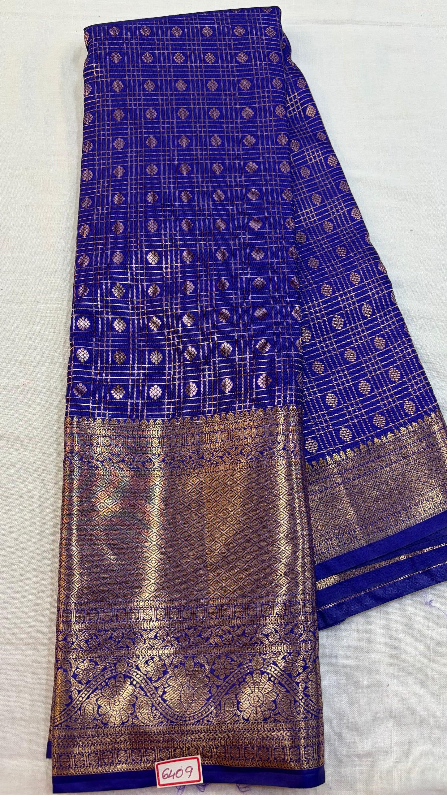 Self Semi Kanchi Pattu saree-Royal Blue