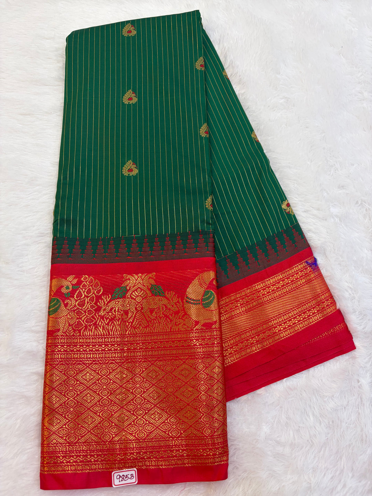 Semi Gadwal silk Vintage Checks with Meena Border Saree