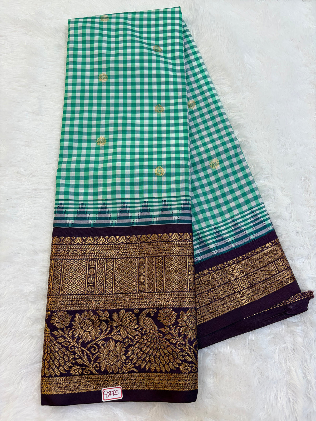 Semi Gadwal Madras Checks Saree
