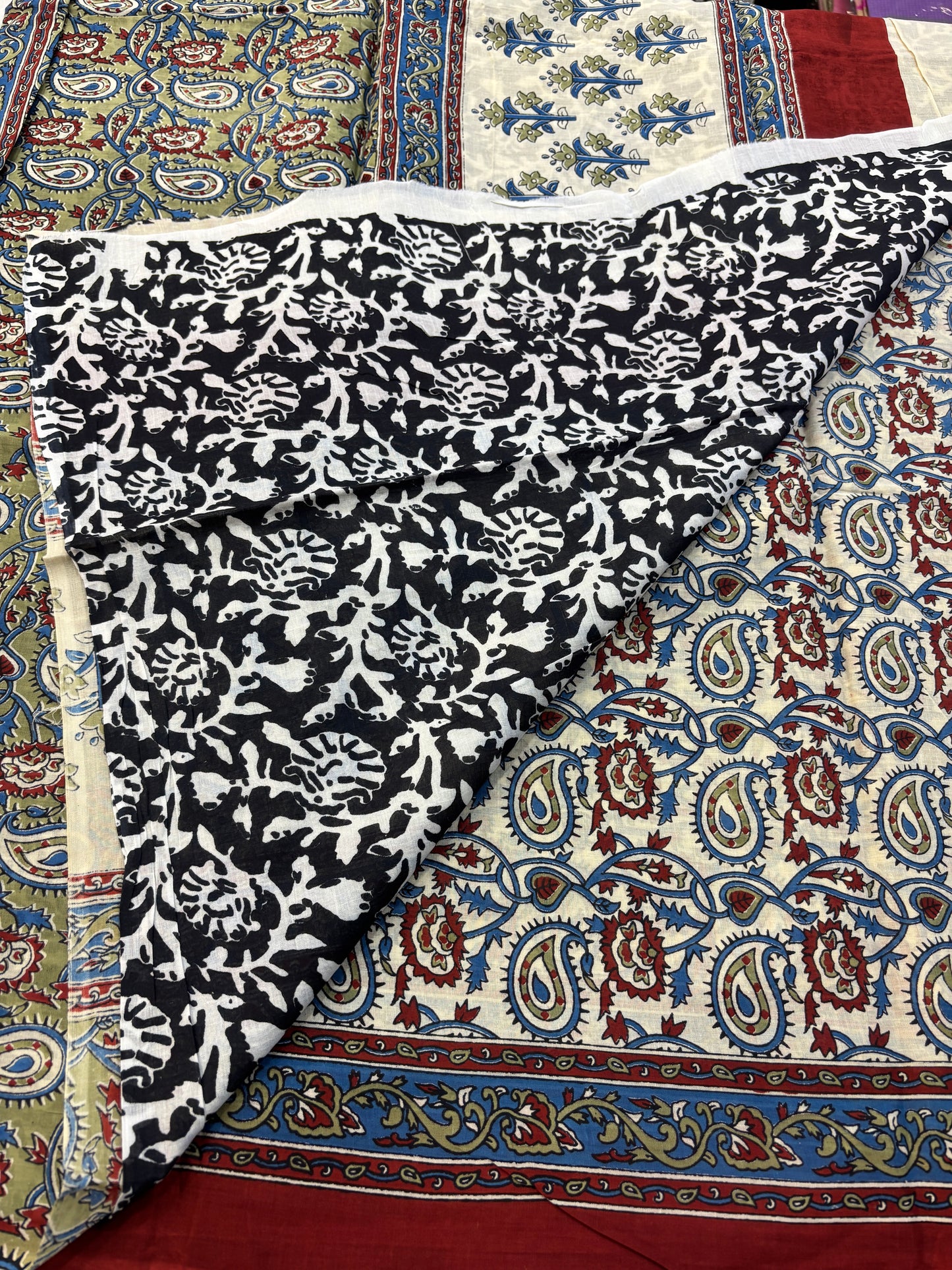 Mul cotton Bagru printed Saree