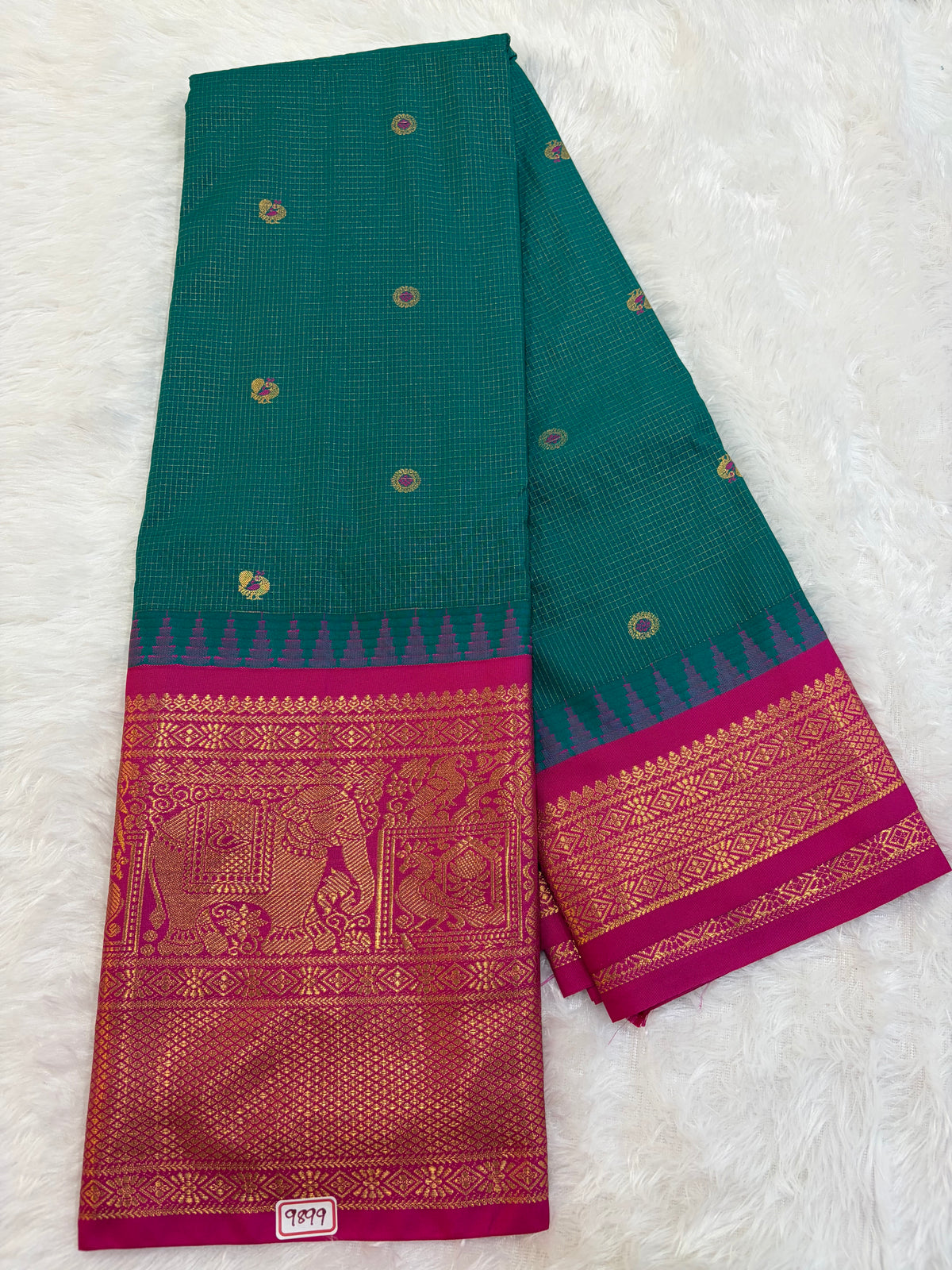 Semi Gadwal silk Vintage Checks Saree