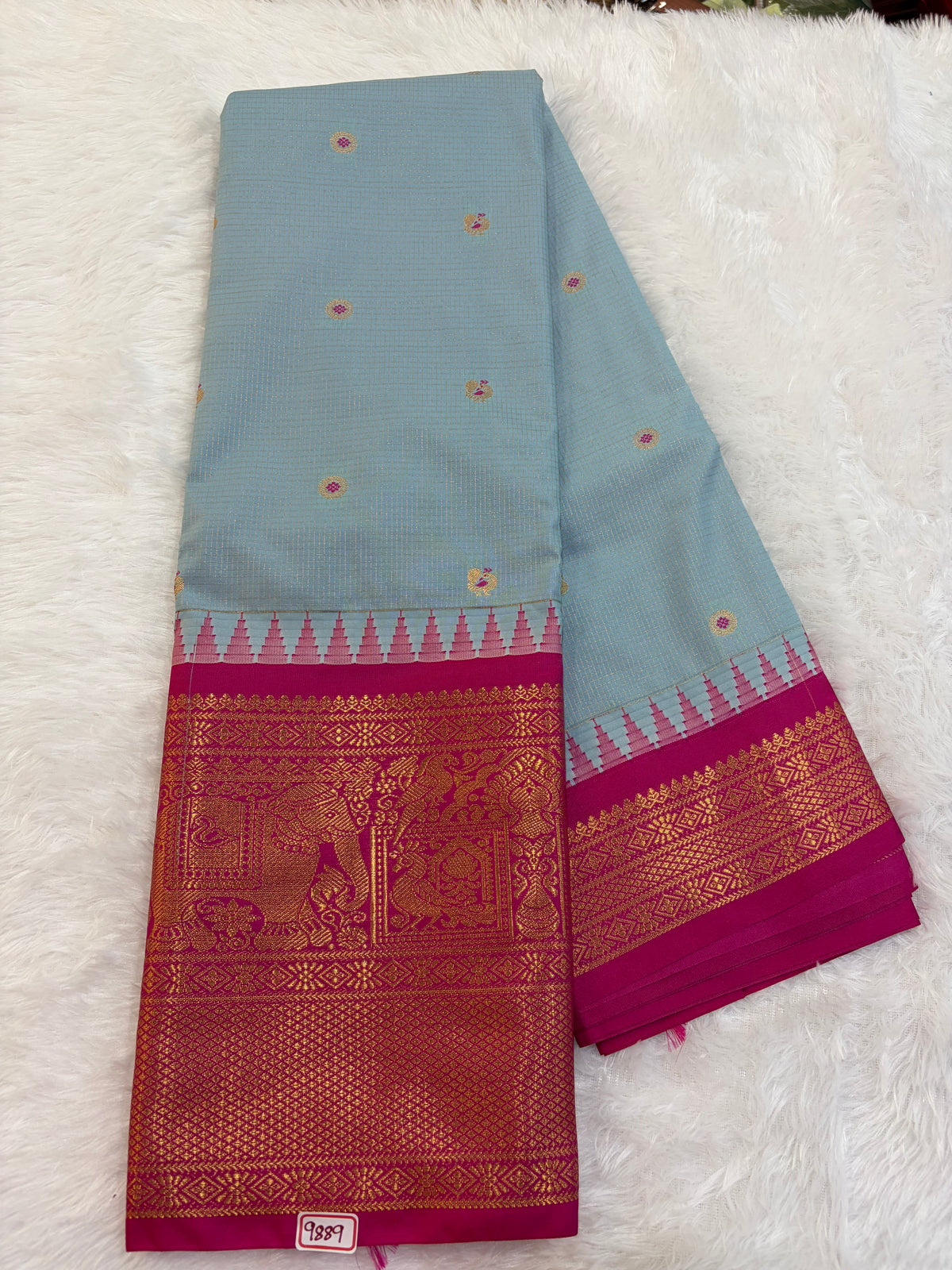 Semi Gadwal silk Vintage Checks Saree