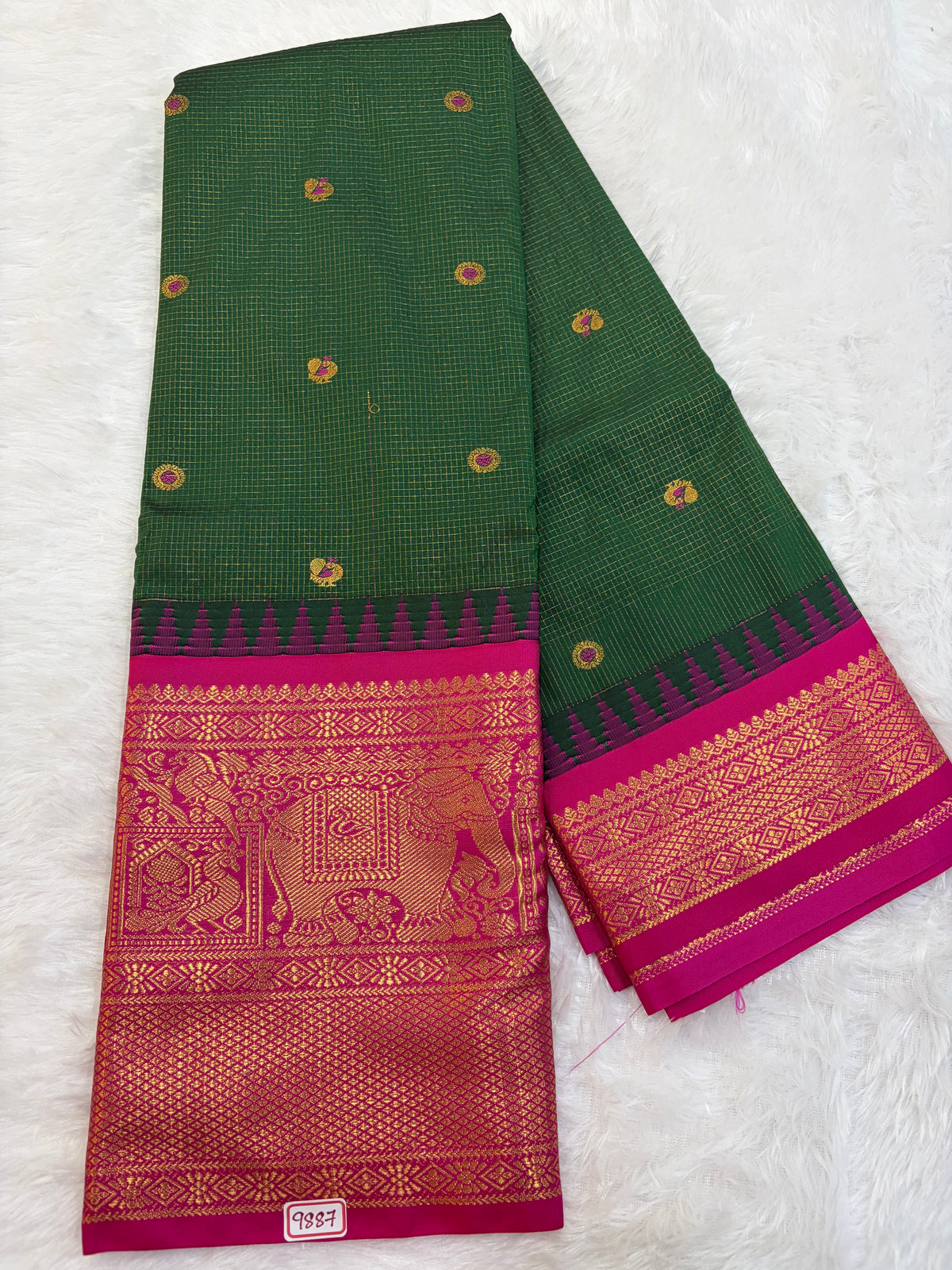 Semi Gadwal silk Vintage Checks Saree