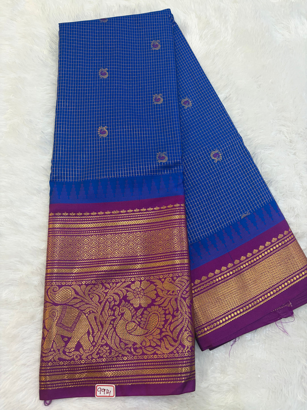 Semi Gadwal silk Vintage Checks Saree