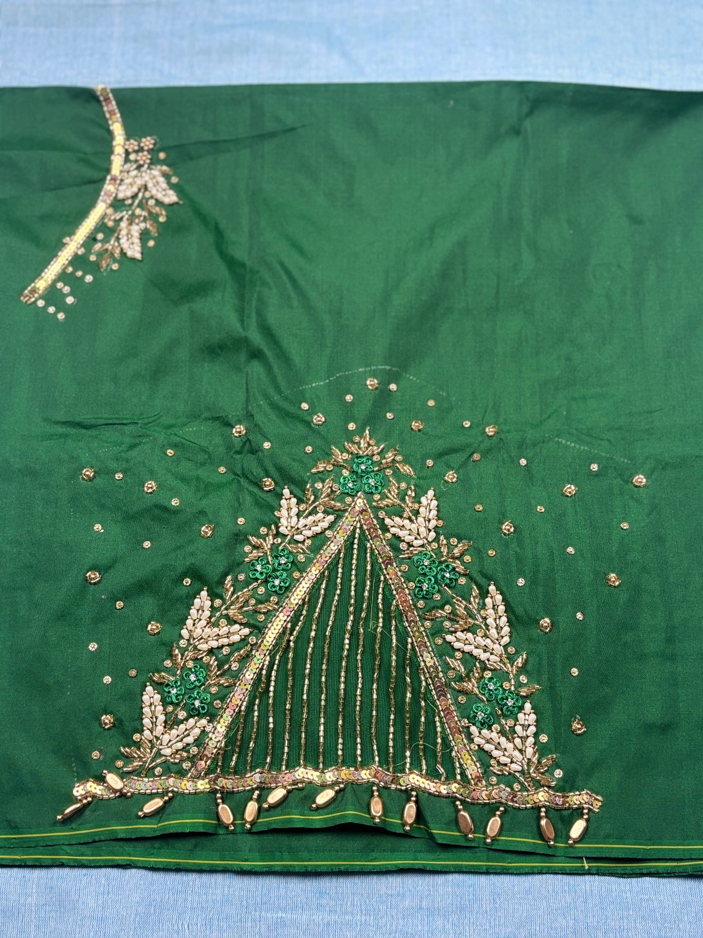 Bridal Maggam work blouse with net sleeves
