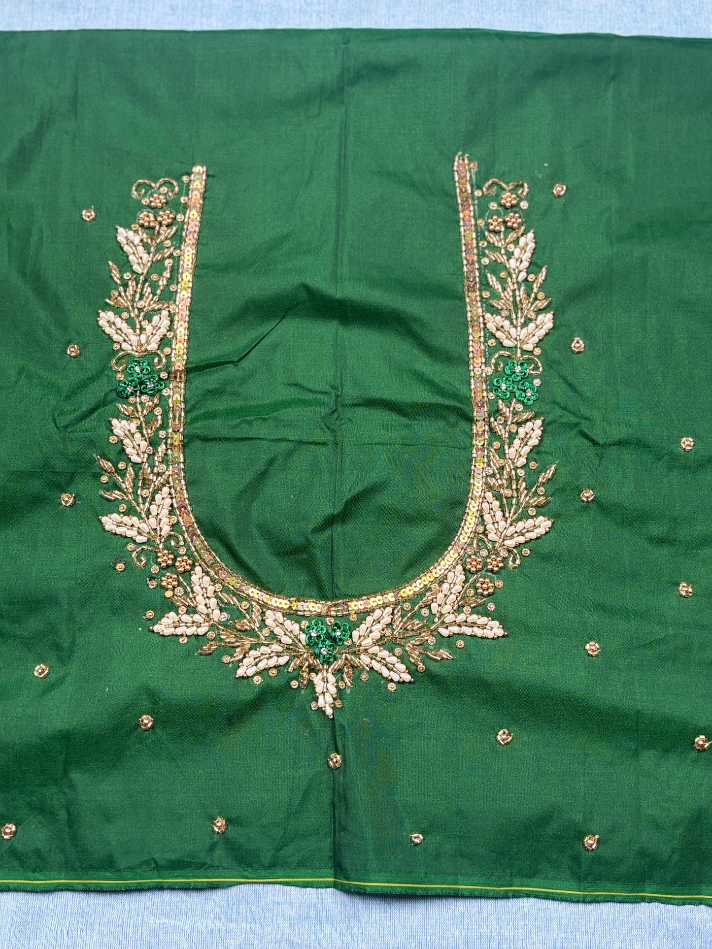 Bridal Maggam work blouse with net sleeves