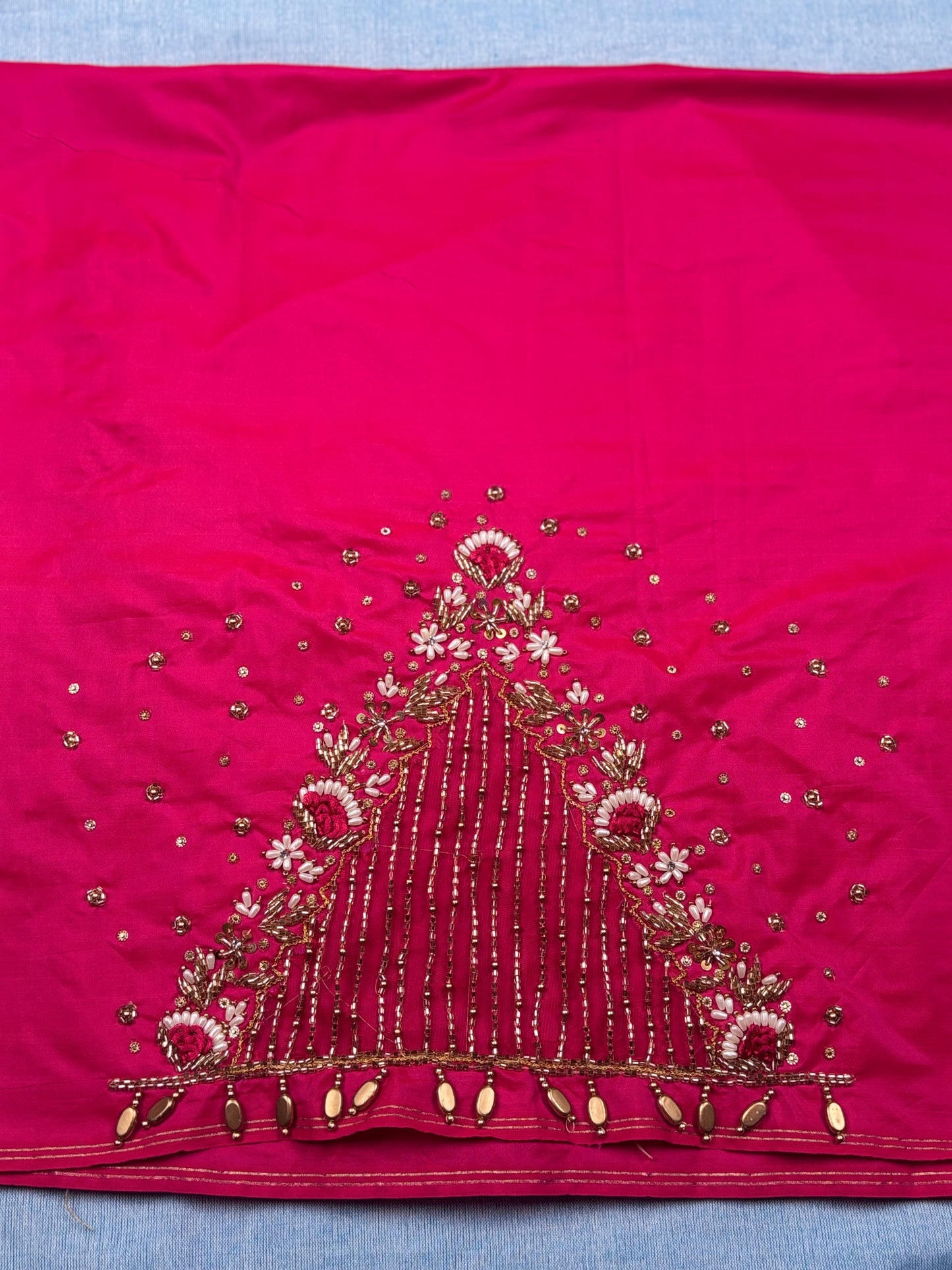 Bridal Maggam work blouse with net sleeves