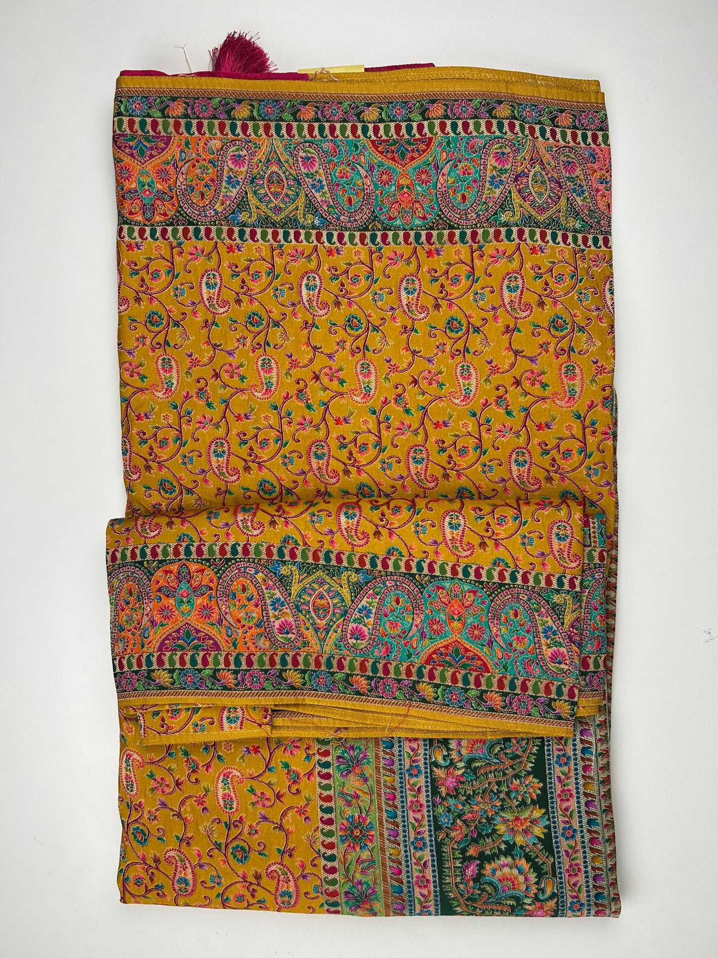 Kashmiri Inspired Pashmina Sarees – Mustard Yellow Variants