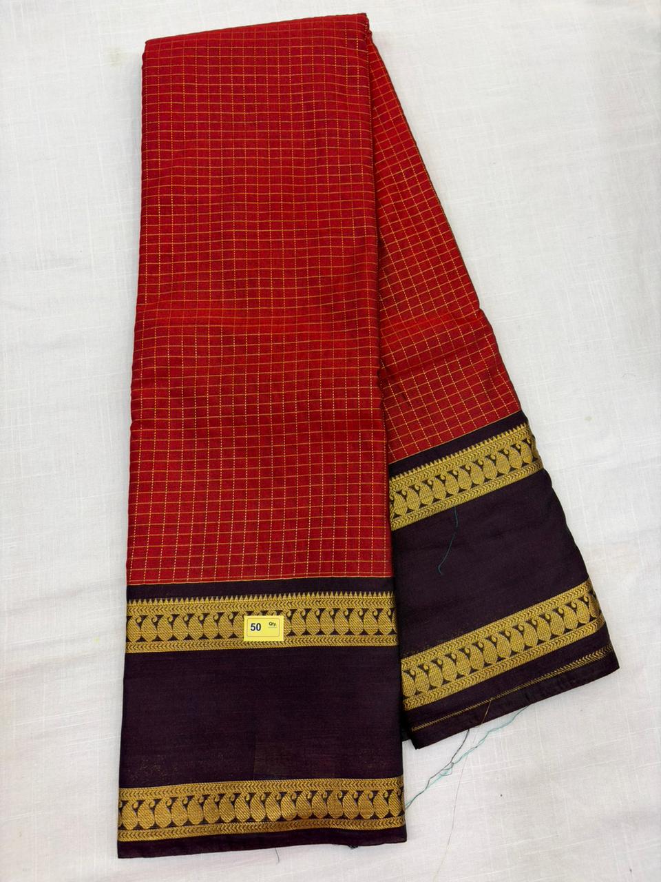Semi Gadwal Sico Checks Saree - A50